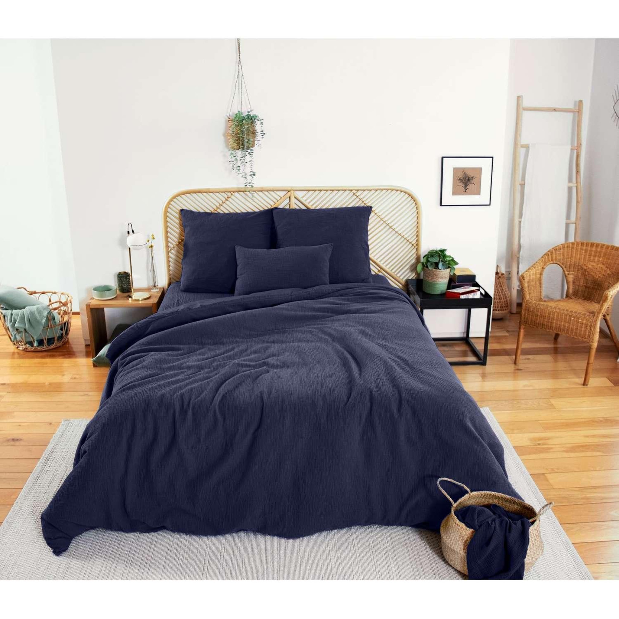 Voir la diapositive 2 : COTE DECO Parure de lit - double gaze de coton