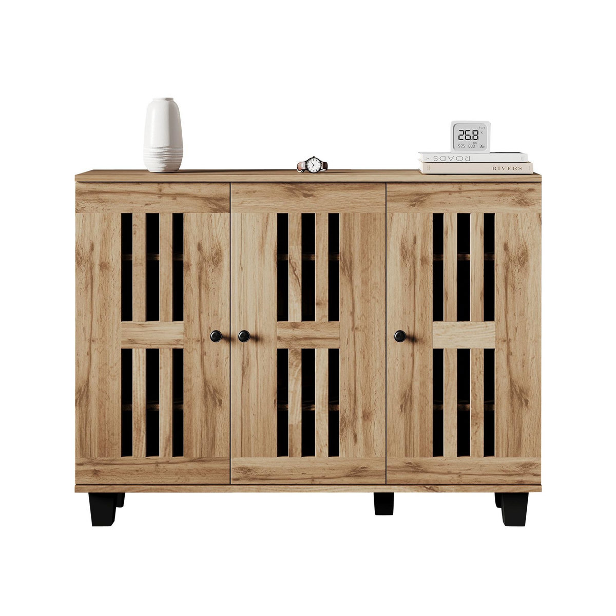 MERAX Buffet 3 porte(s) 0 tiroir(s) - 120 cm naturel panneaux de particules