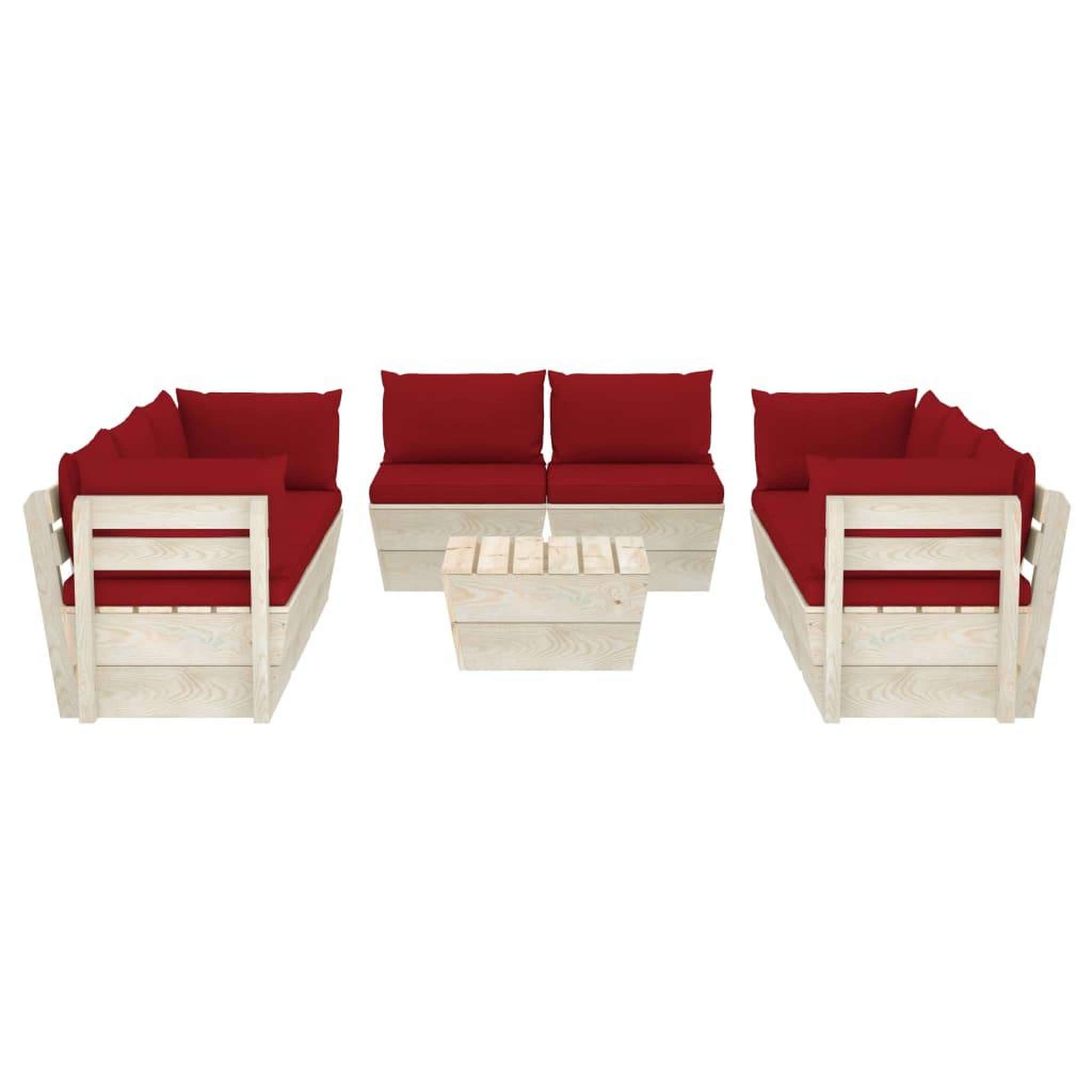 Voir la diapositive 3 : VIDAXL Salon de jardin palette 9 pcs avec coussins bois d'epicea