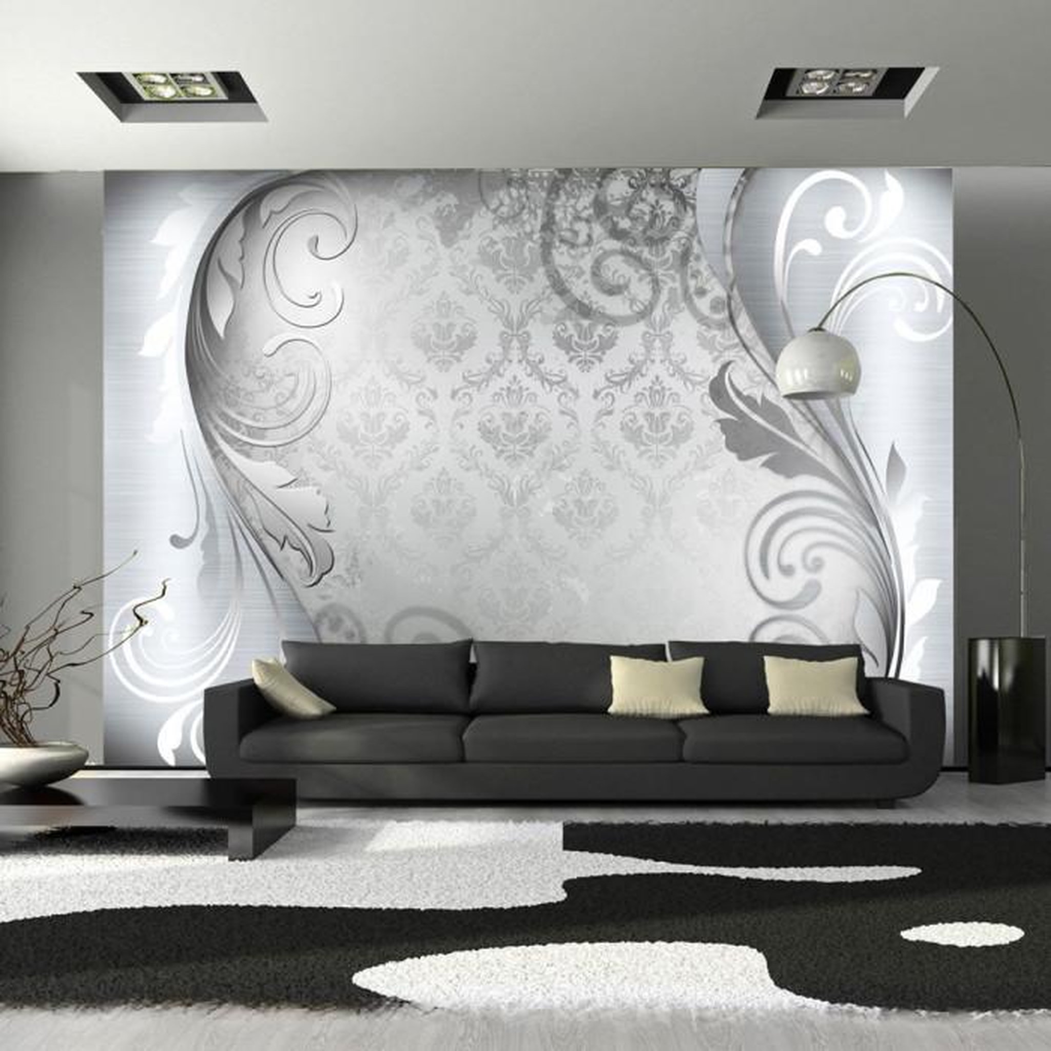 Paris Prix Papier Peint  Gray Ornament. Coloris disponibles : Multicolore
