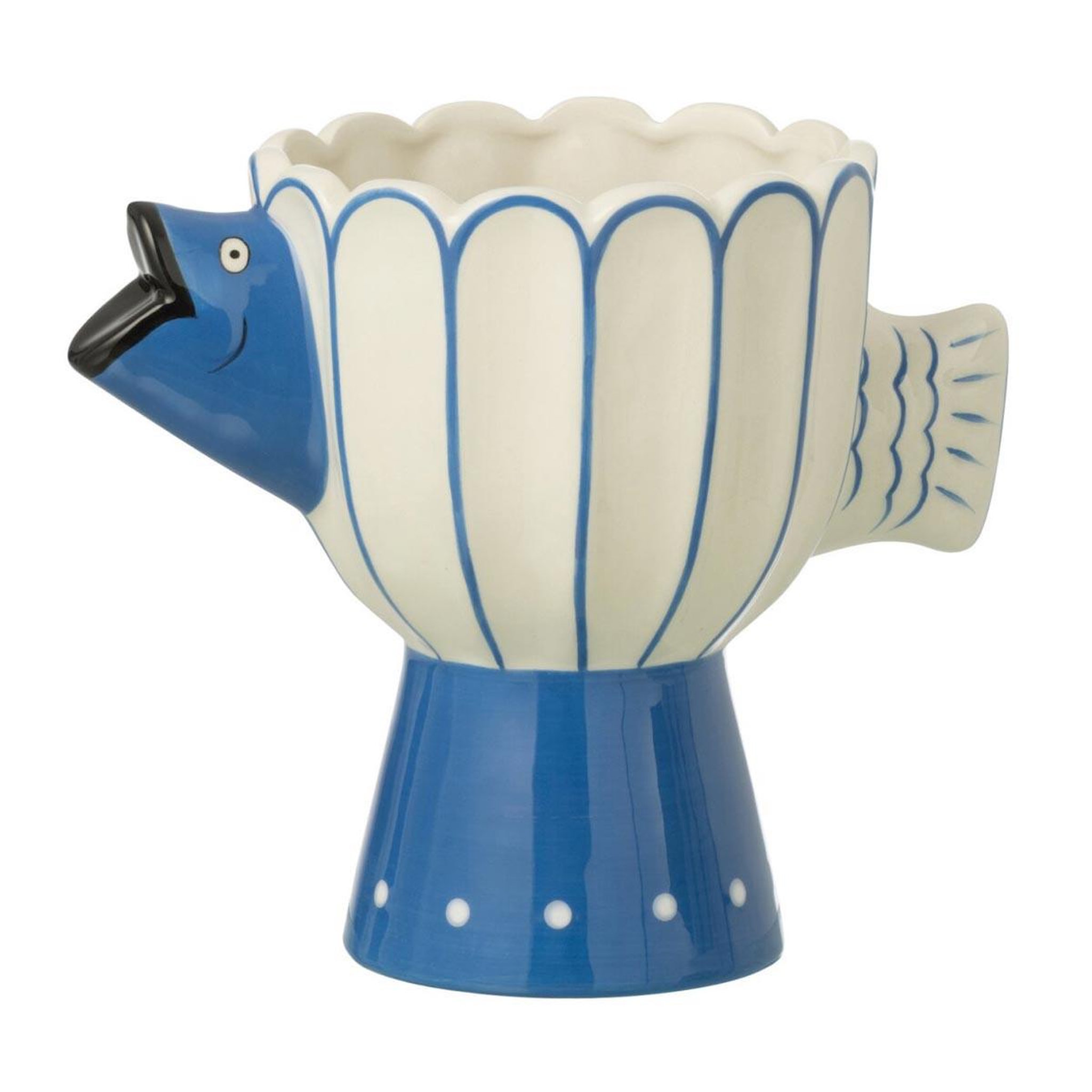 J-LINE Cache-pot poisson en dolomite  danial  21cm bleu