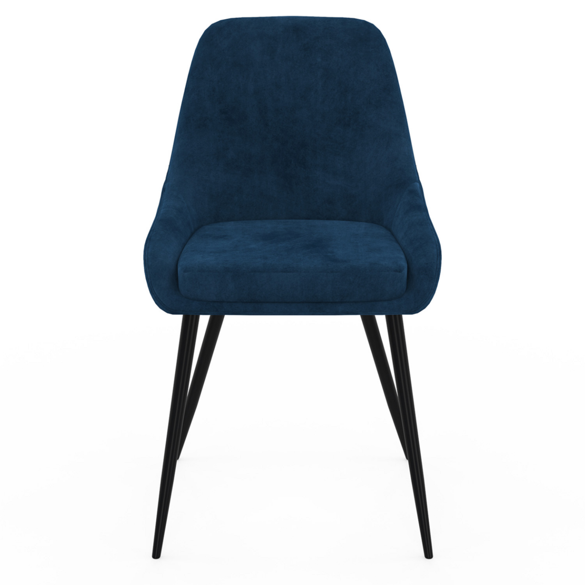 ID MARKET Lot de 4 chaises THALYA en velours bleu avec accoudoirs