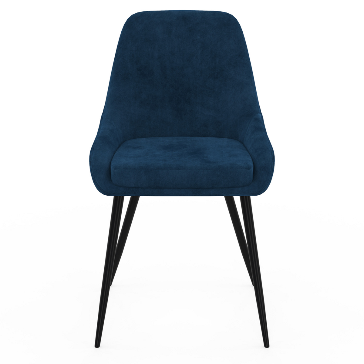 ID MARKET Lot de 4 chaises THALYA en velours bleu avec accoudoirs