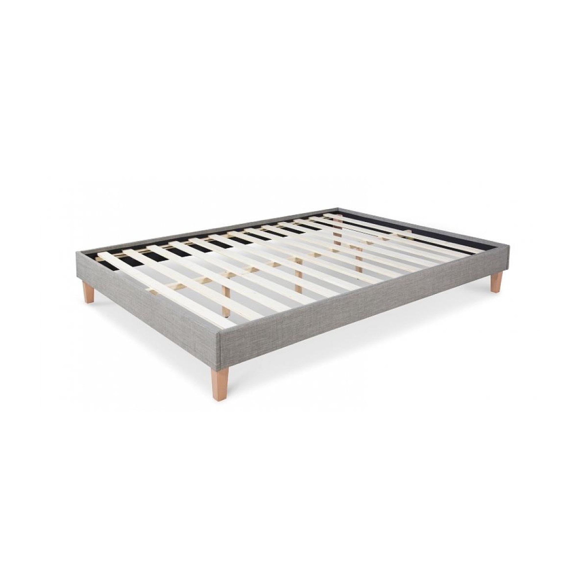HomeStyle4U Lit Double Rembourre 140 x 200 cm Gris