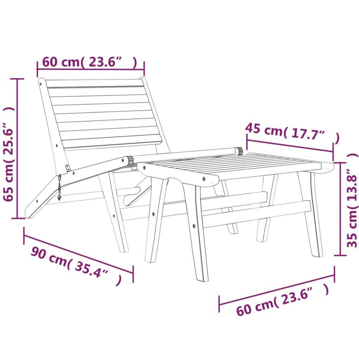 VIDAXL Chaise de jardin avec repose-pieds Bois de teck solide