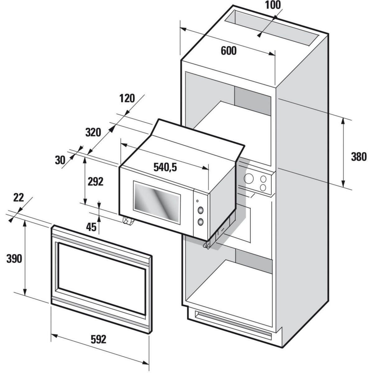 Sauter Micro-ondes encastrable 20l 800w inox - sms4320x