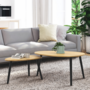 Voir la diapositive 2 : ID MARKET Lot de 2 tables basses gigognes GAIA bois et pieds noirs scandinave