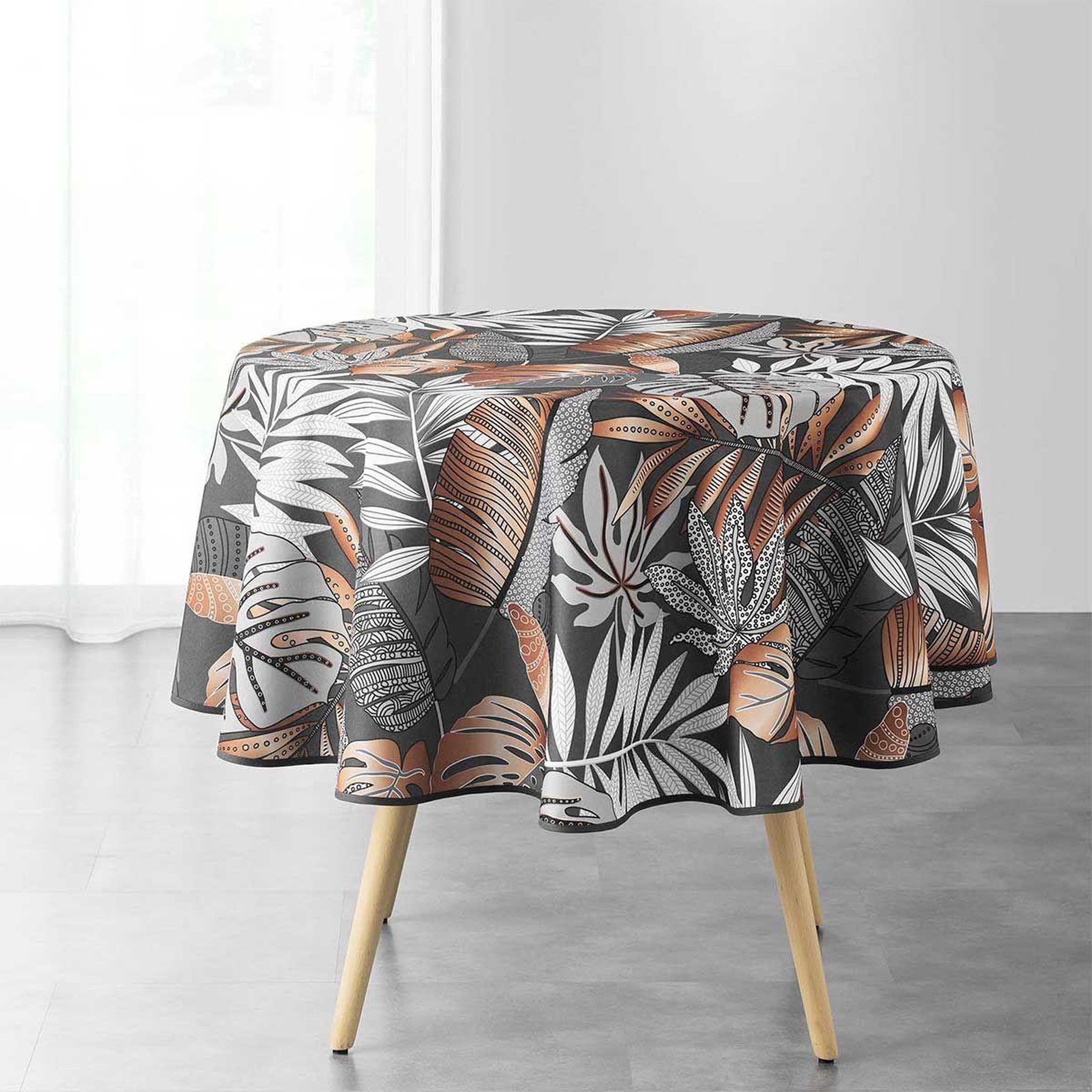Voir la diapositive 1 : Douceur d'Intérieur Nappe ronde imprimée  alianor  180cm anthracite