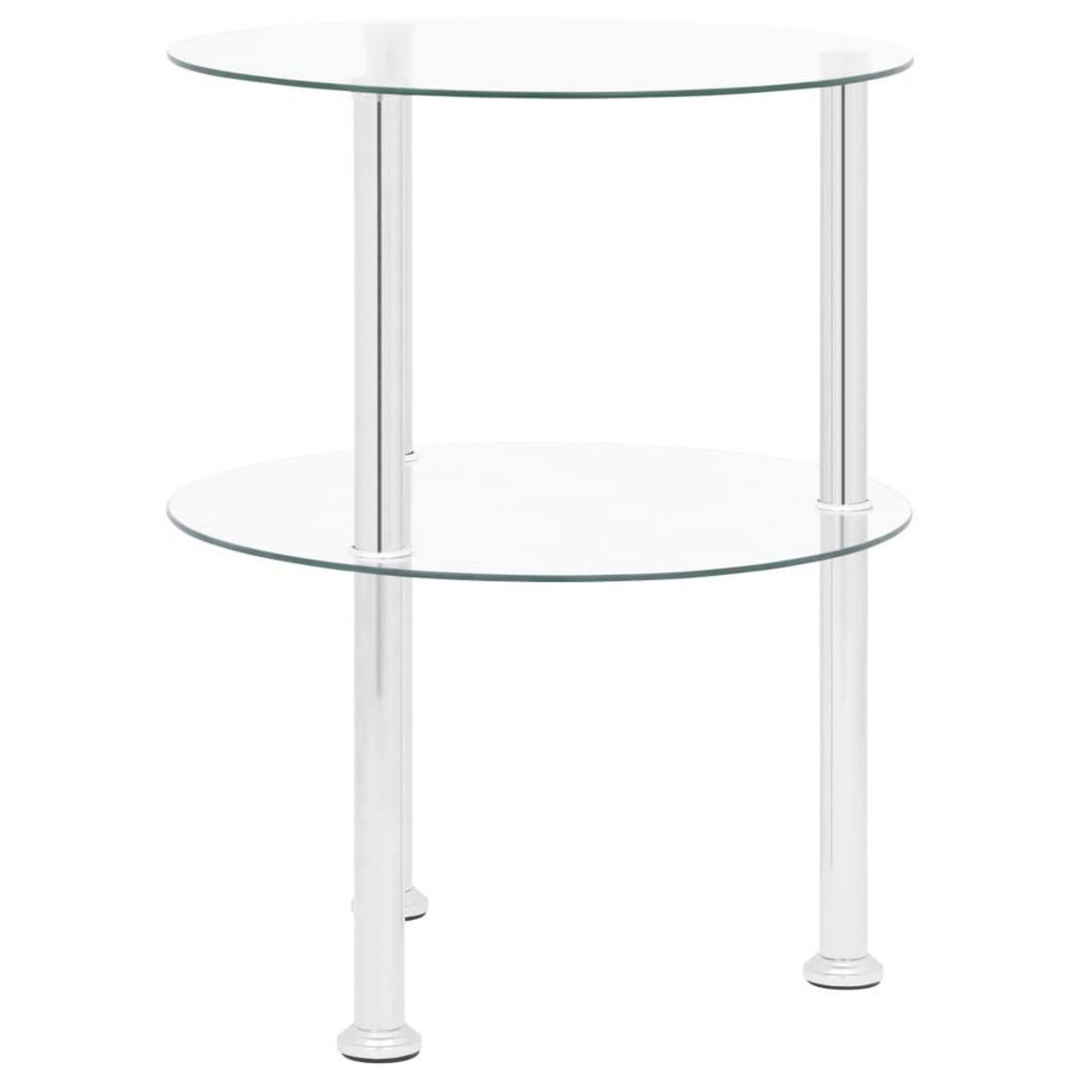 VIDAXL Table d'appoint 2 niveaux Transparent 38 cm Verre trempe