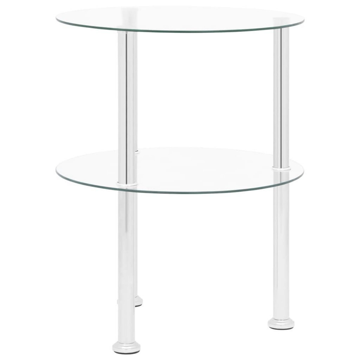 VIDAXL Table d'appoint 2 niveaux Transparent 38 cm Verre trempe