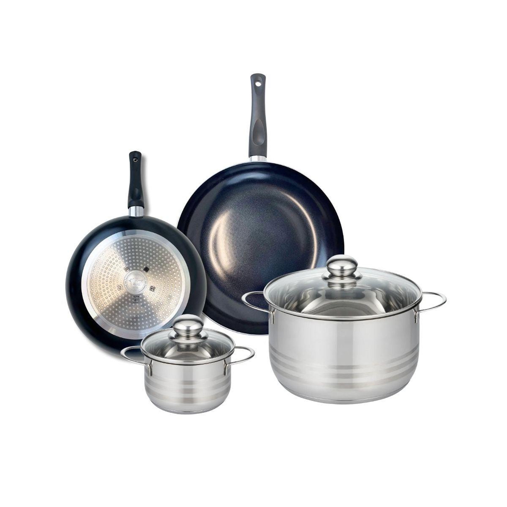 ELO Ensemble de 2 poêles de cuisson 24 et 28 cm et 2 faitouts 14 et 24 cm elo prima brillant