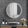 Voir la diapositive 2 : KLEANKIN Miroir rond lumineux LED réglable de salle de bain dia. 80 cm interrupteur tactile fonction antibuée gris
