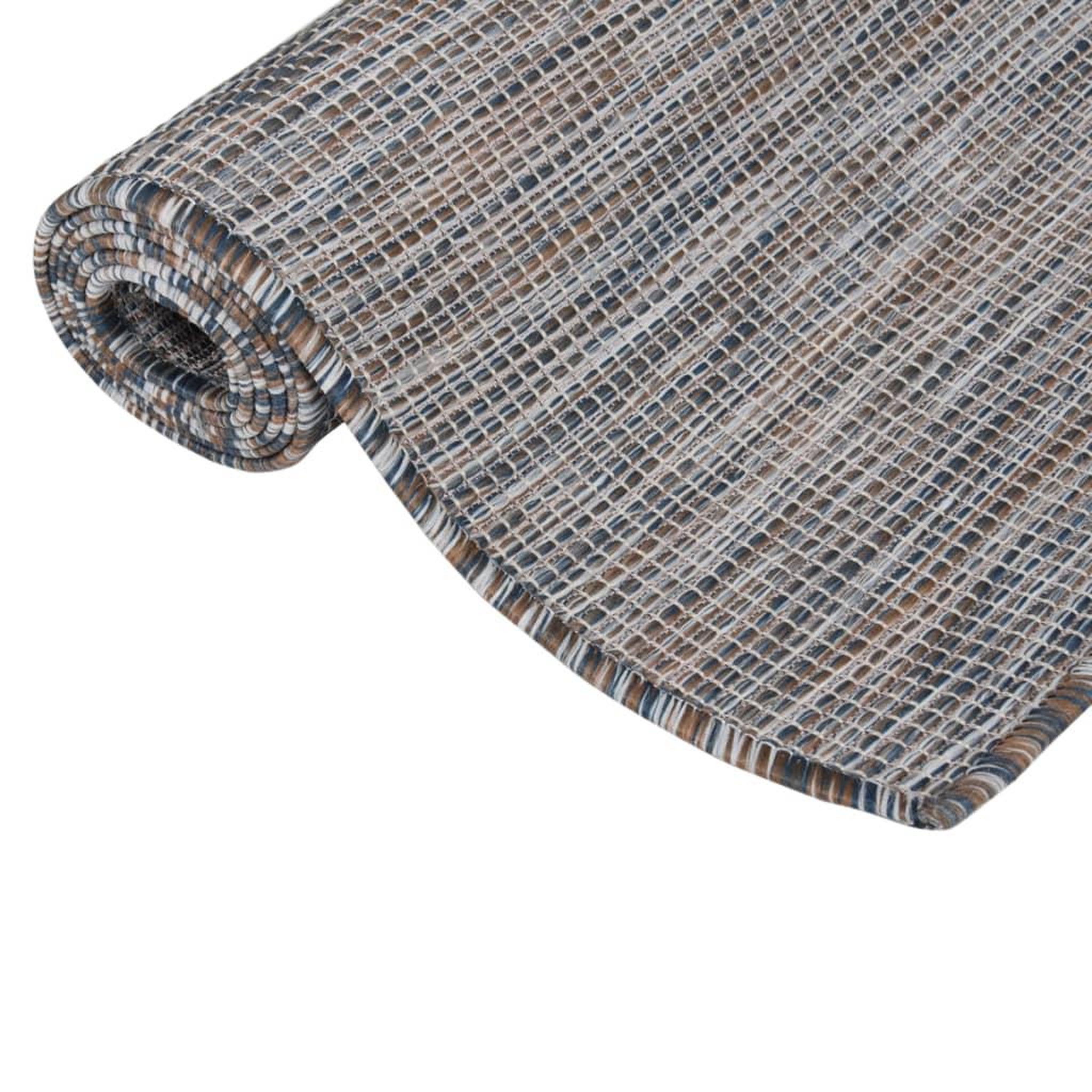 Voir la diapositive 3 : VIDAXL Tapis a tissage plat d'exterieur 160x230 cm Marron et bleu