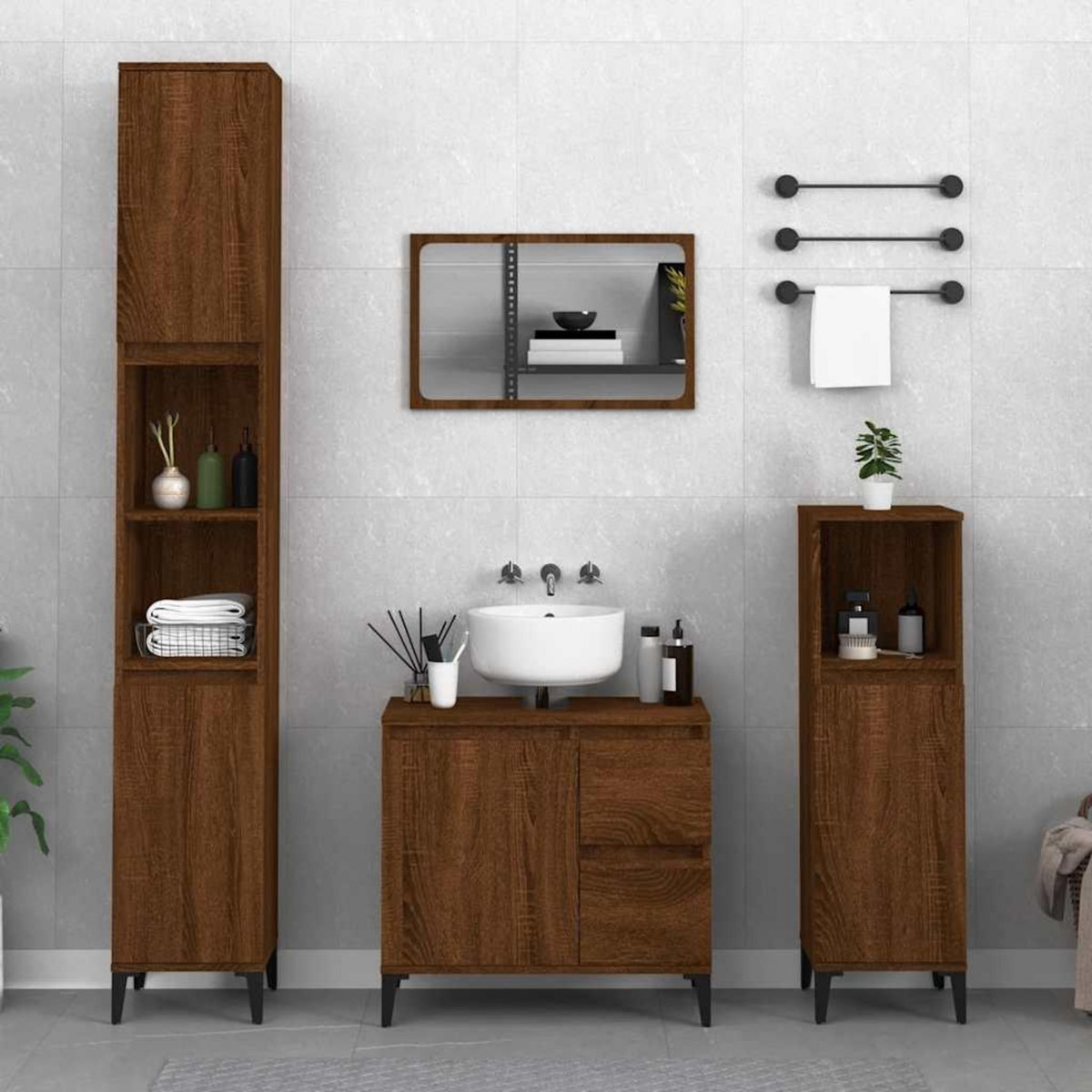 VIDAXL Armoire de bain chene marron 65x33x60 cm bois d'ingenierie