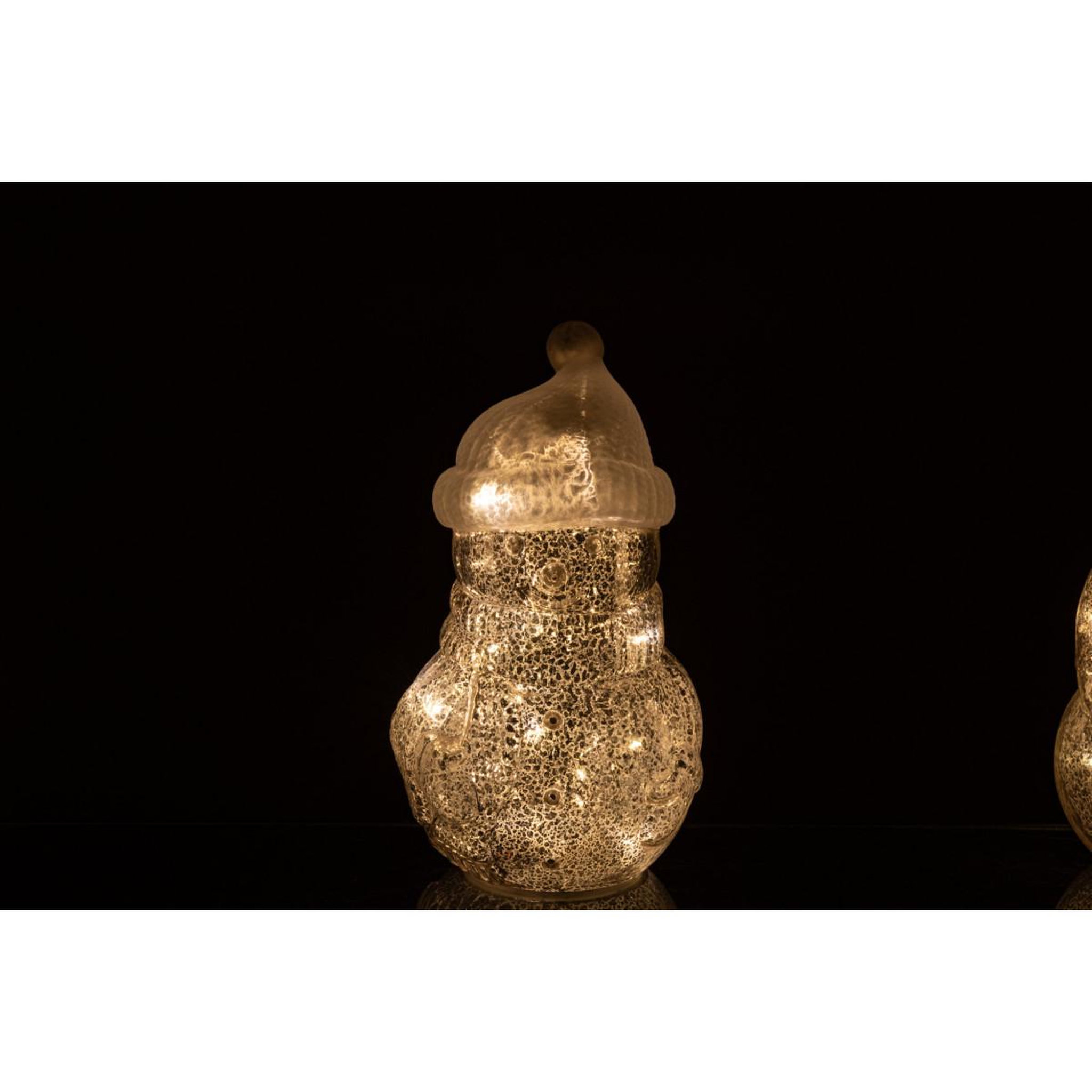 Voir la diapositive 6 : J-LINE Bonhomme de Neige à LED en Verre  Léopoldine  27cm Argent