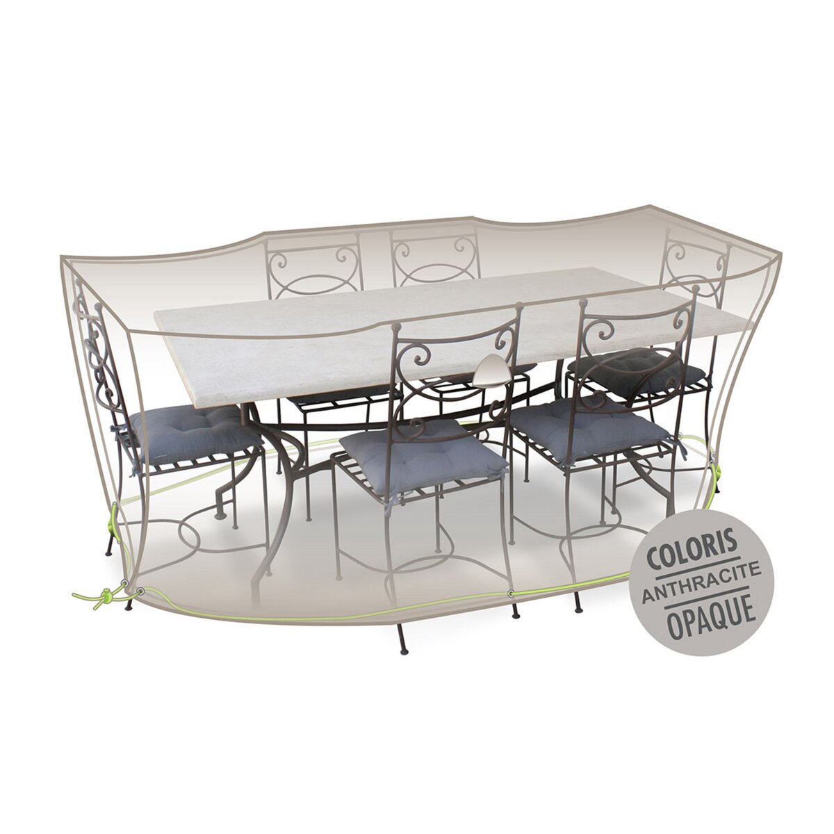 Jardiline Housse de protection Cover Air pour table rectangulaire + 8 chaises - 240 x 130 x 70 cm - Jardiline