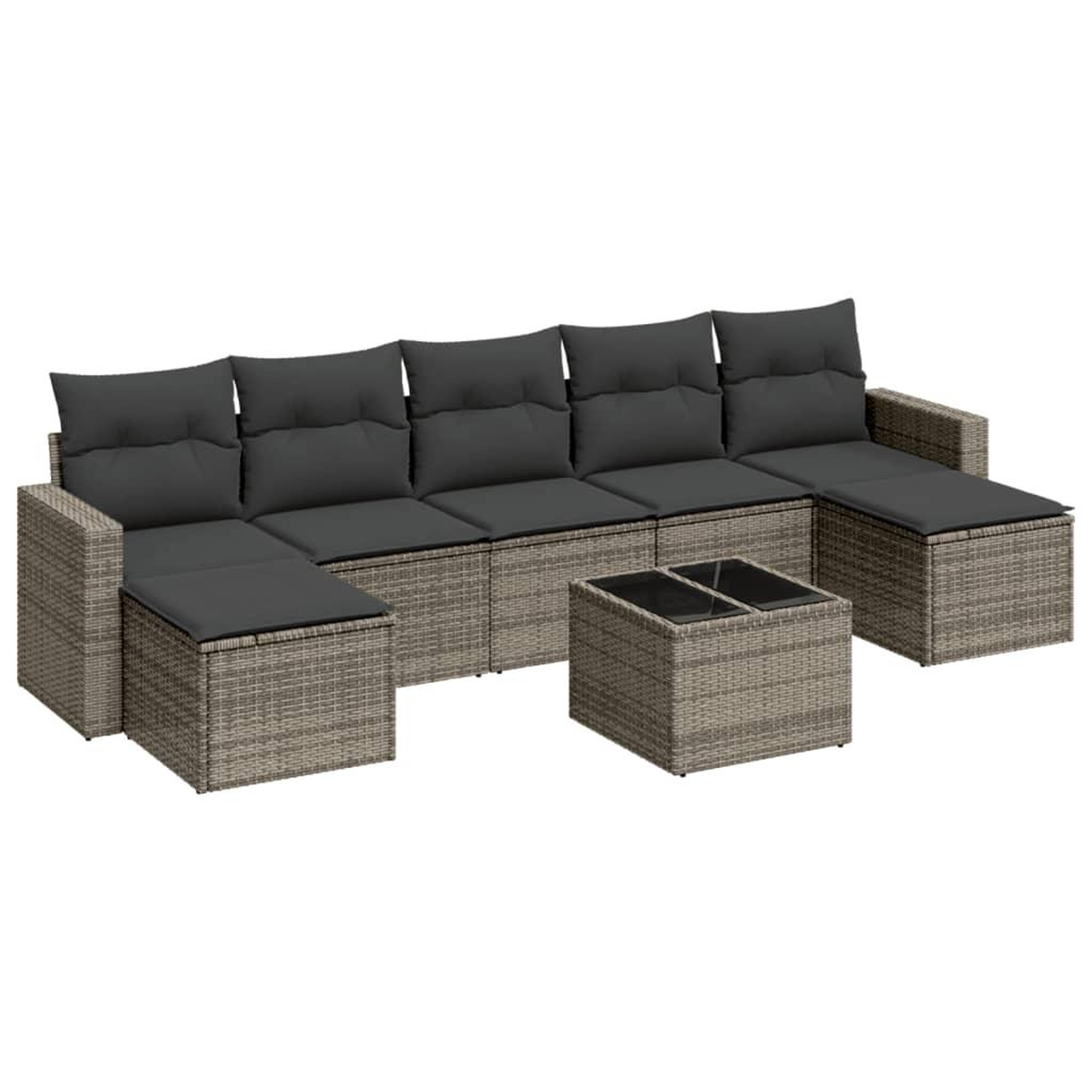 Voir la diapositive 2 : VIDAXL Salon de jardin 8 pcs avec coussins gris resine tressee