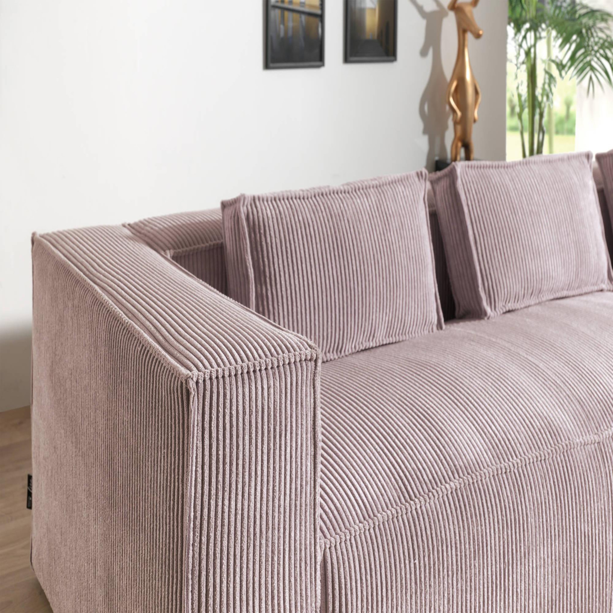 Voir la diapositive 4 : LISA DESIGN Stella - canapé d'angle - en velours côtelé - 4 places -style contemporain - droit