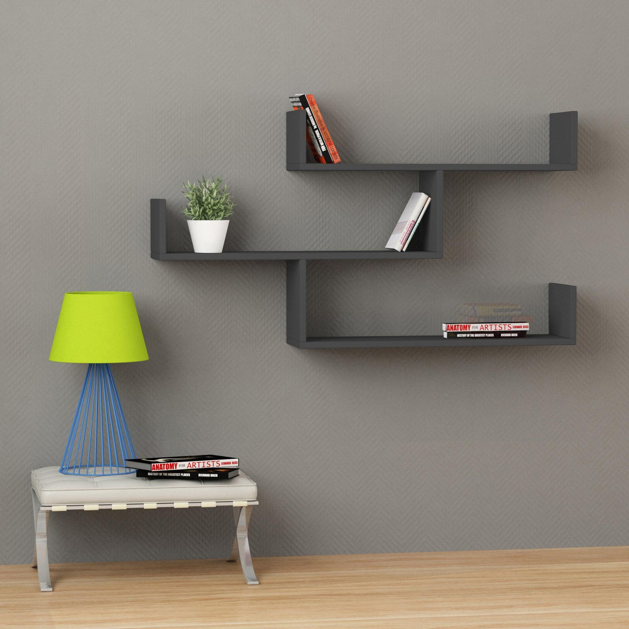 Voir la diapositive 2 : Habitat et Jardin Étagère murale en bois  tibet  - 120 x 22 x 67 cm - anthracite