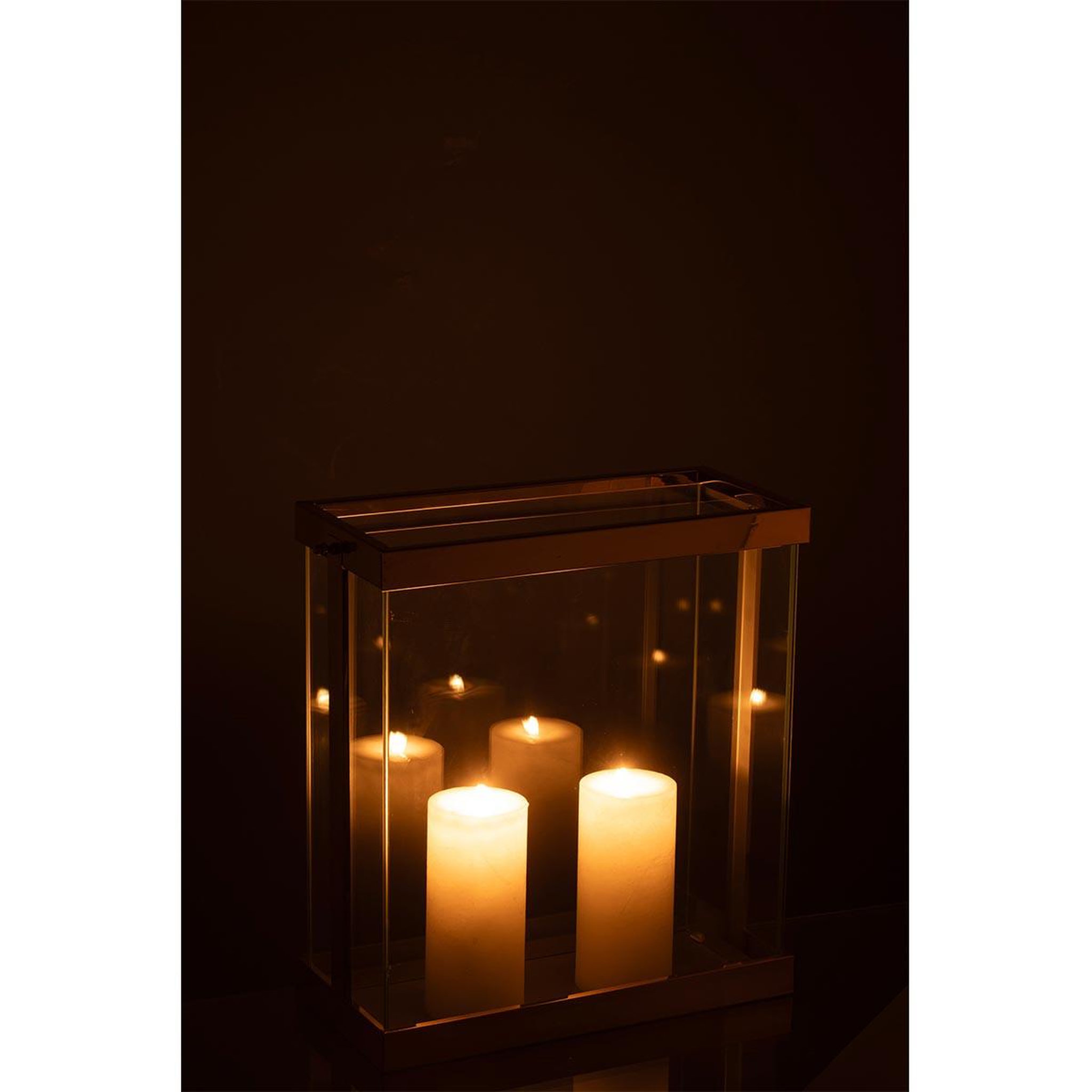 Voir la diapositive 3 : J-LINE Lanterne en Verre  Enma  35cm Or