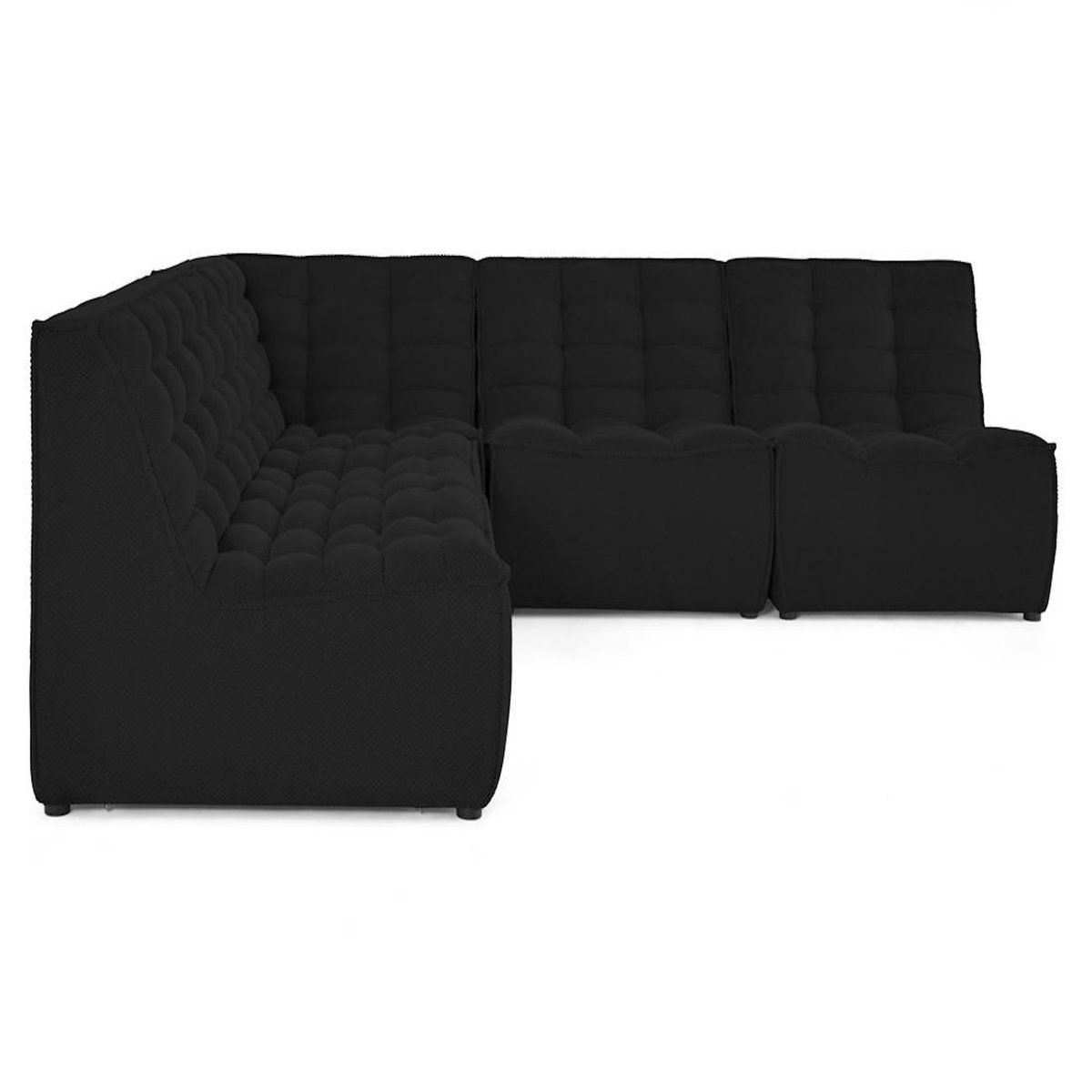 LISA DESIGN Ellie - canapé modulable d'angle réversible 5 places en velours texturé