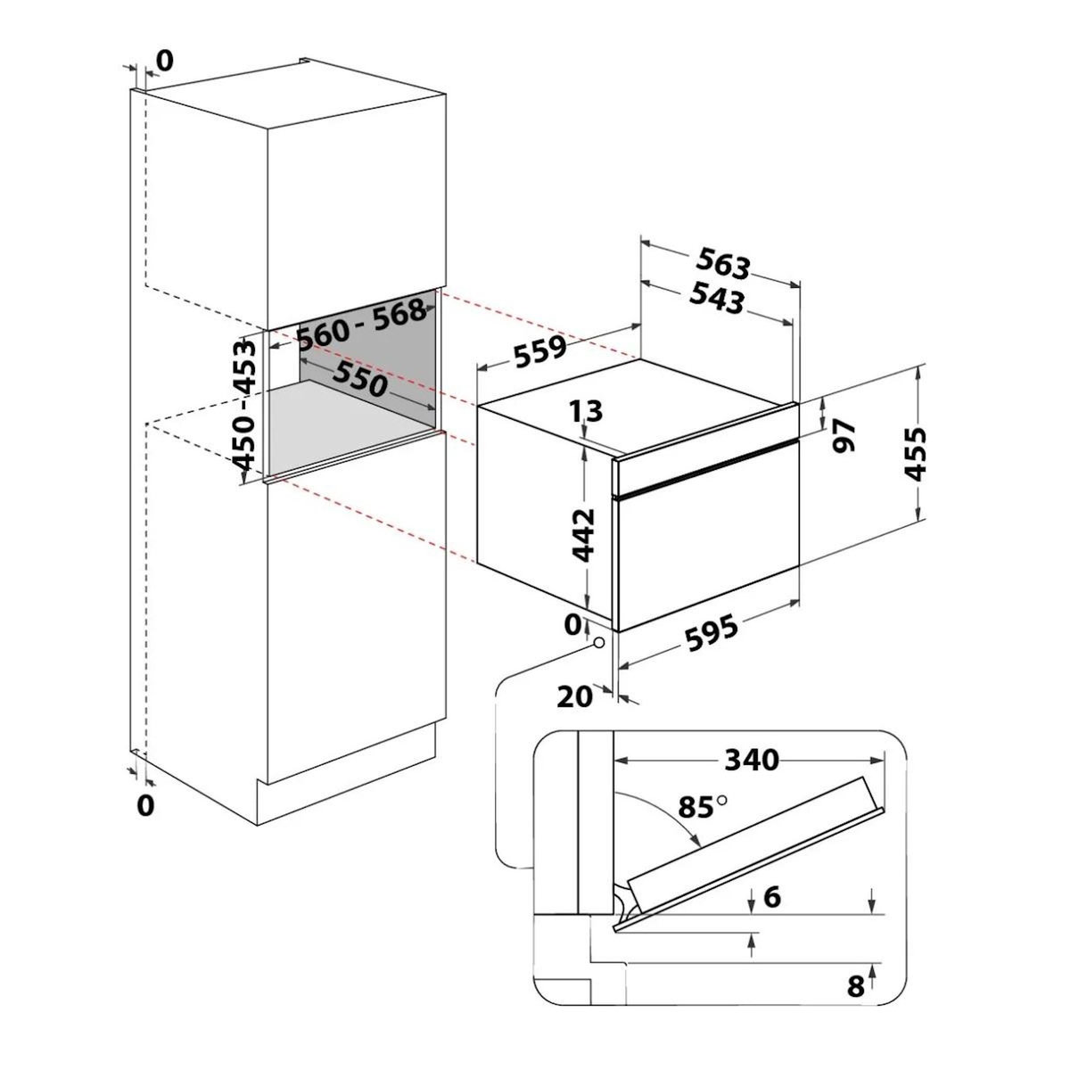 Whirlpool Micro-ondes gril encastrable 52l  3200w - WCW7O7HTSBF