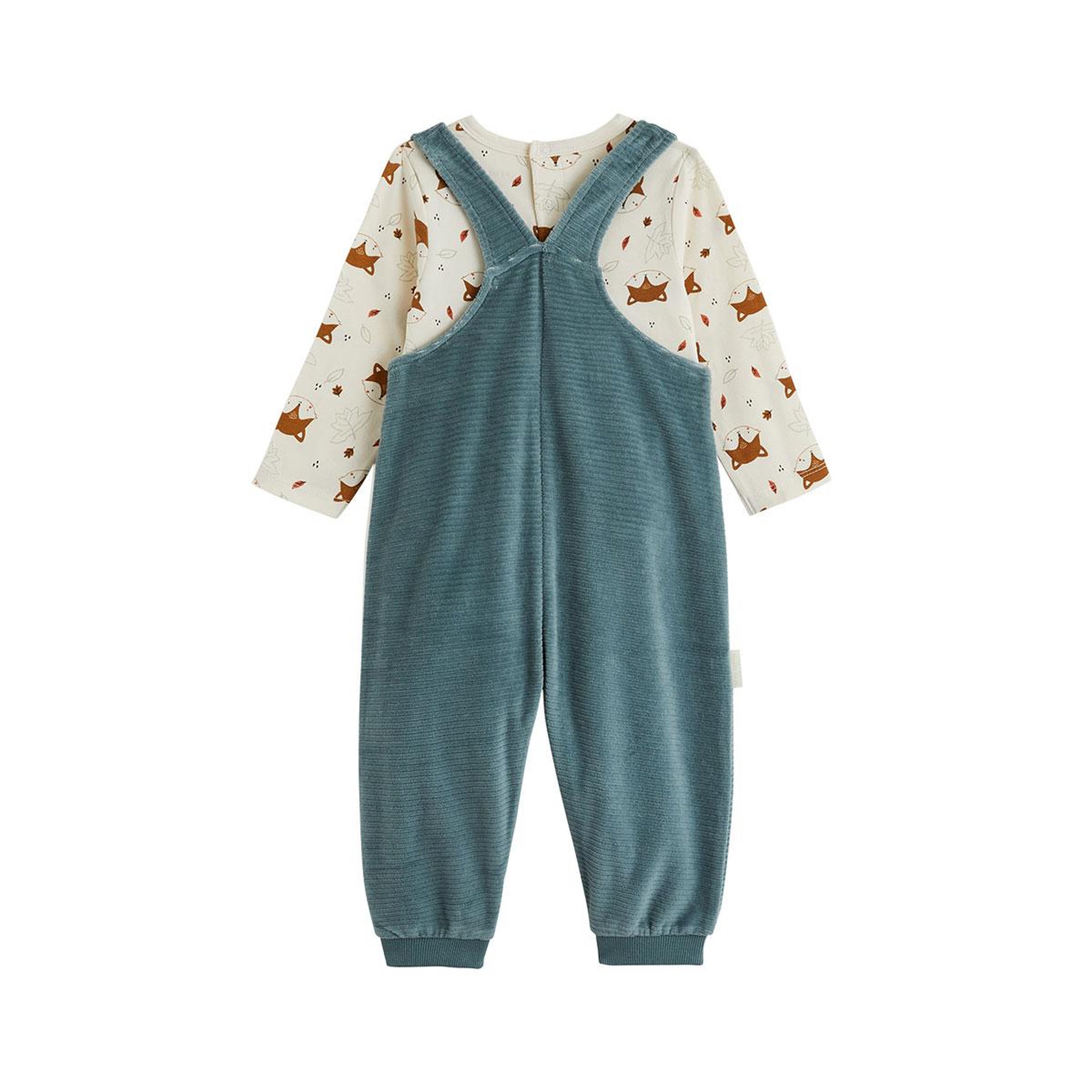 Voir la diapositive 2 : PETIT BEGUIN Ensemble salopette bébé en velours côtelé et t-shirt ginkgo
