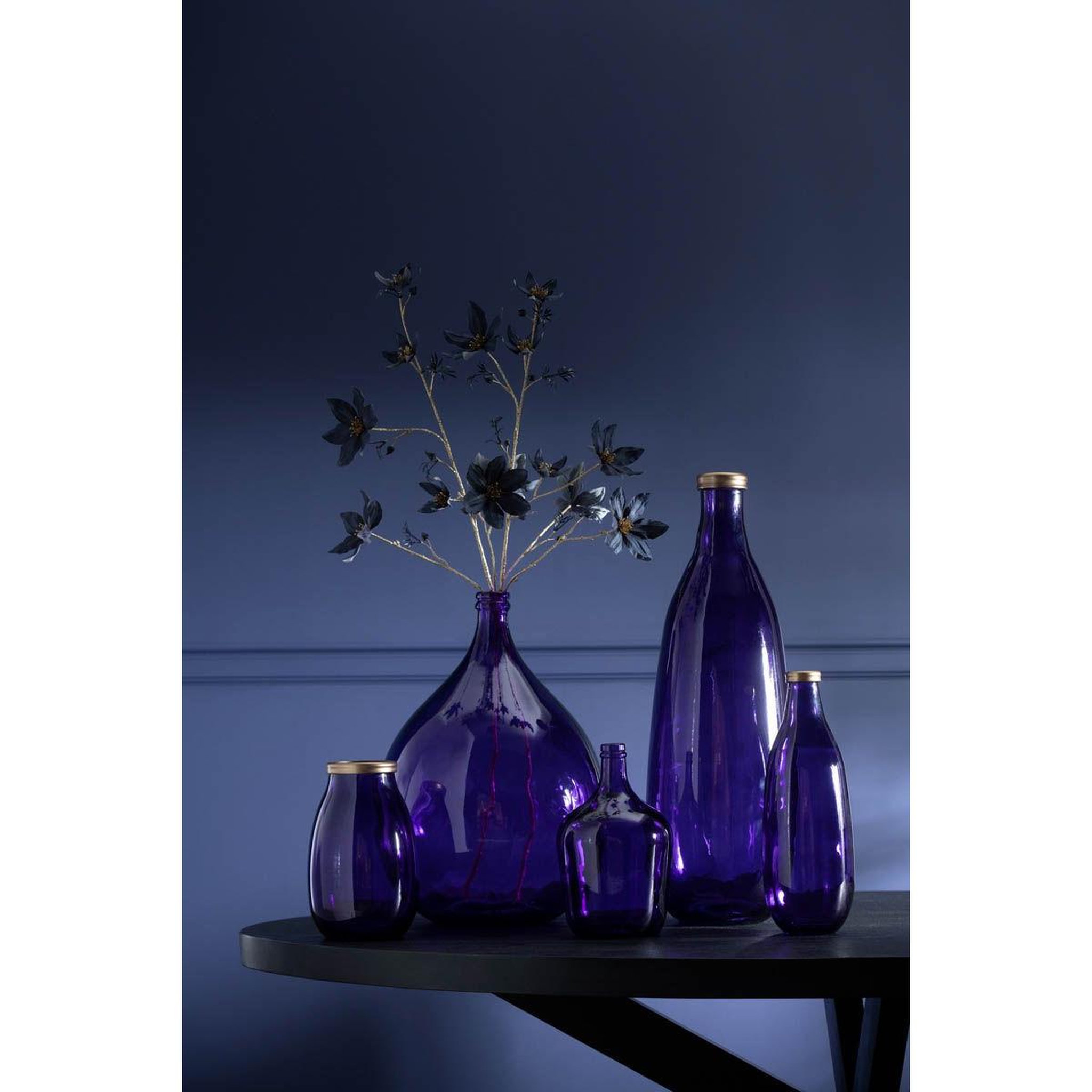 Voir la diapositive 5 : J-LINE Vase déco en verre  mandie  40cm mauve