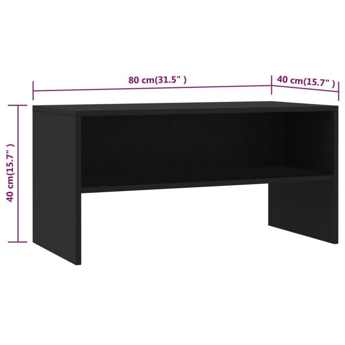 VIDAXL Meuble TV Noir 80x40x40 cm Bois d'ingenierie