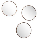 The Home Deco Factory Lot de 3 miroirs diam 26cm effet bois