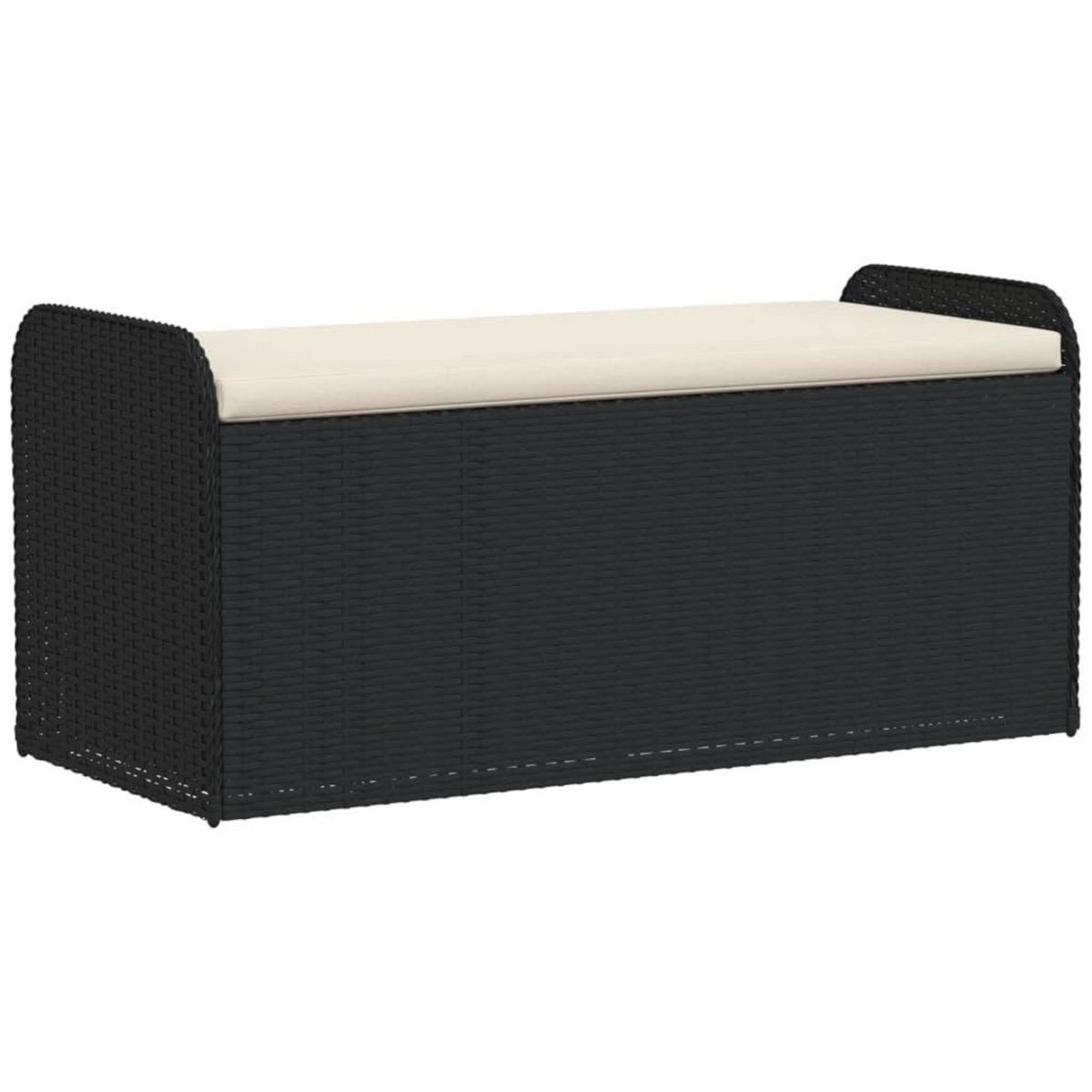VIDAXL Banc de rangement avec coussin noir 115x51x52 cm resine tressee