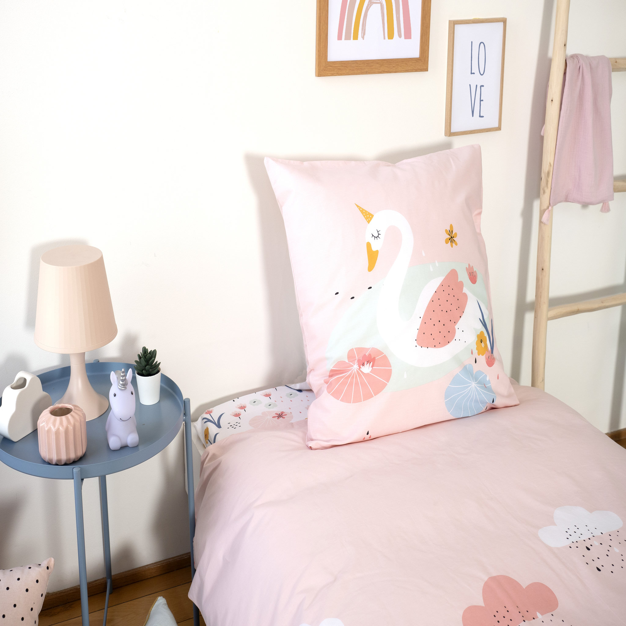 Voir la diapositive 4 : COTE DECO Parure housse de couette enfant coton 57 fils CLARA