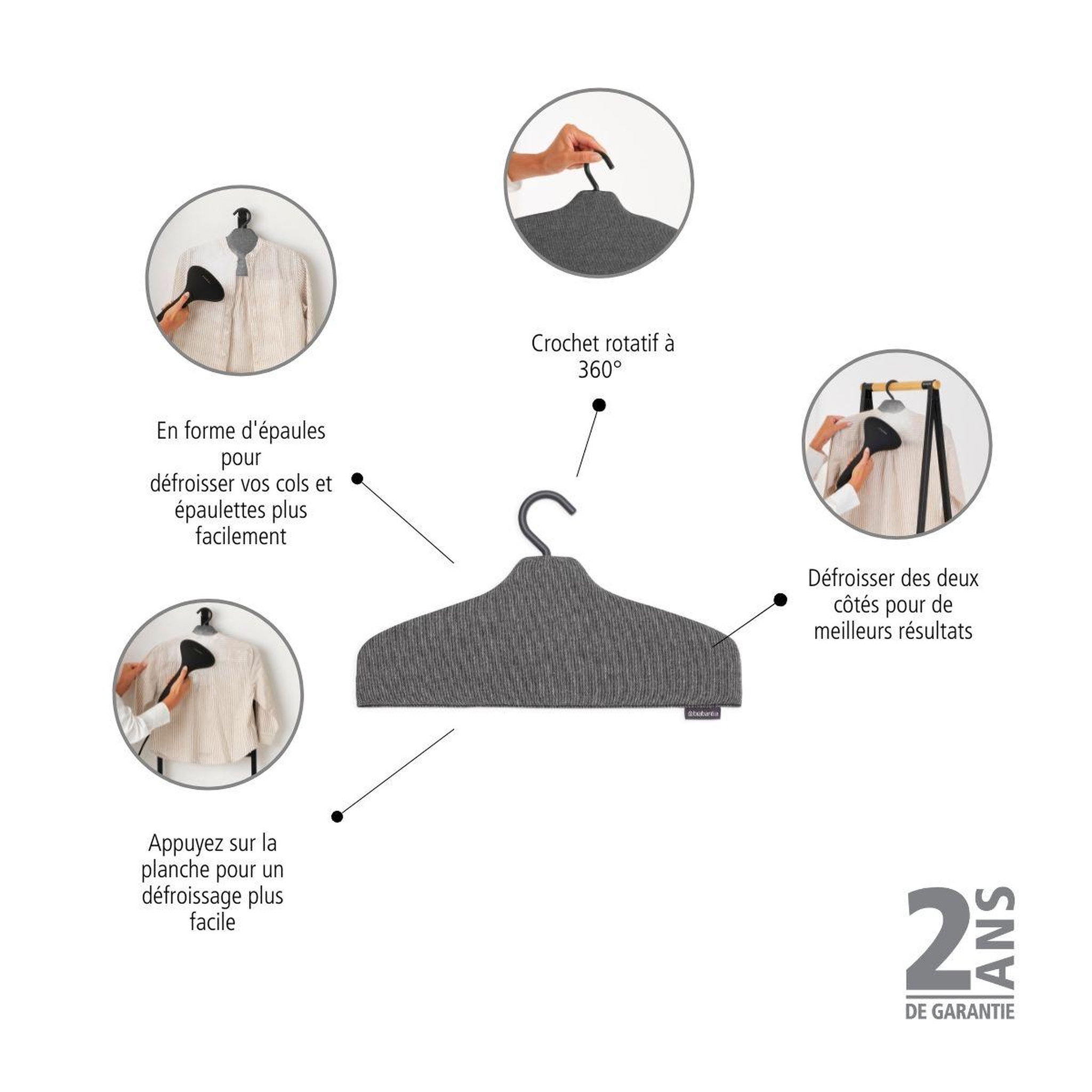 Voir la diapositive 3 : BRABANTIA Cintres cintre pour défroisseur pepper black