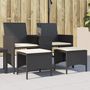 Voir la diapositive 1 : VIDAXL Canape de jardin 2 places avec table et tabourets noir rotin