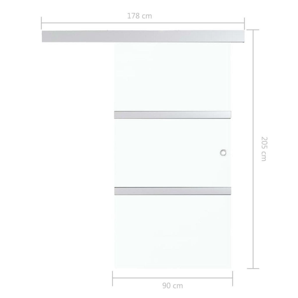 VIDAXL Porte coulissante a butees Verre ESG et aluminium 90x205 cm