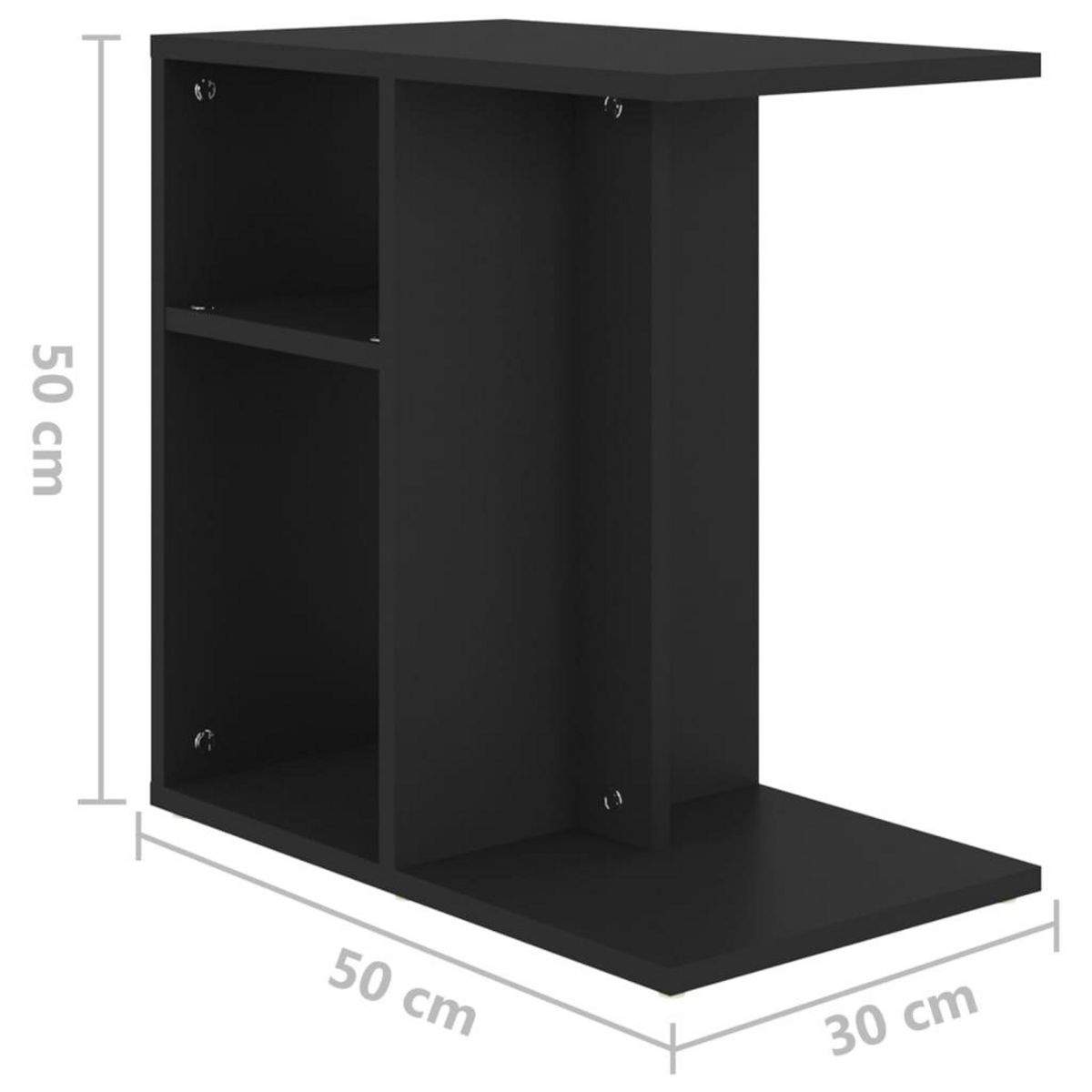 VIDAXL Table d'appoint Noir 50x30x50 cm Bois d'ingenierie