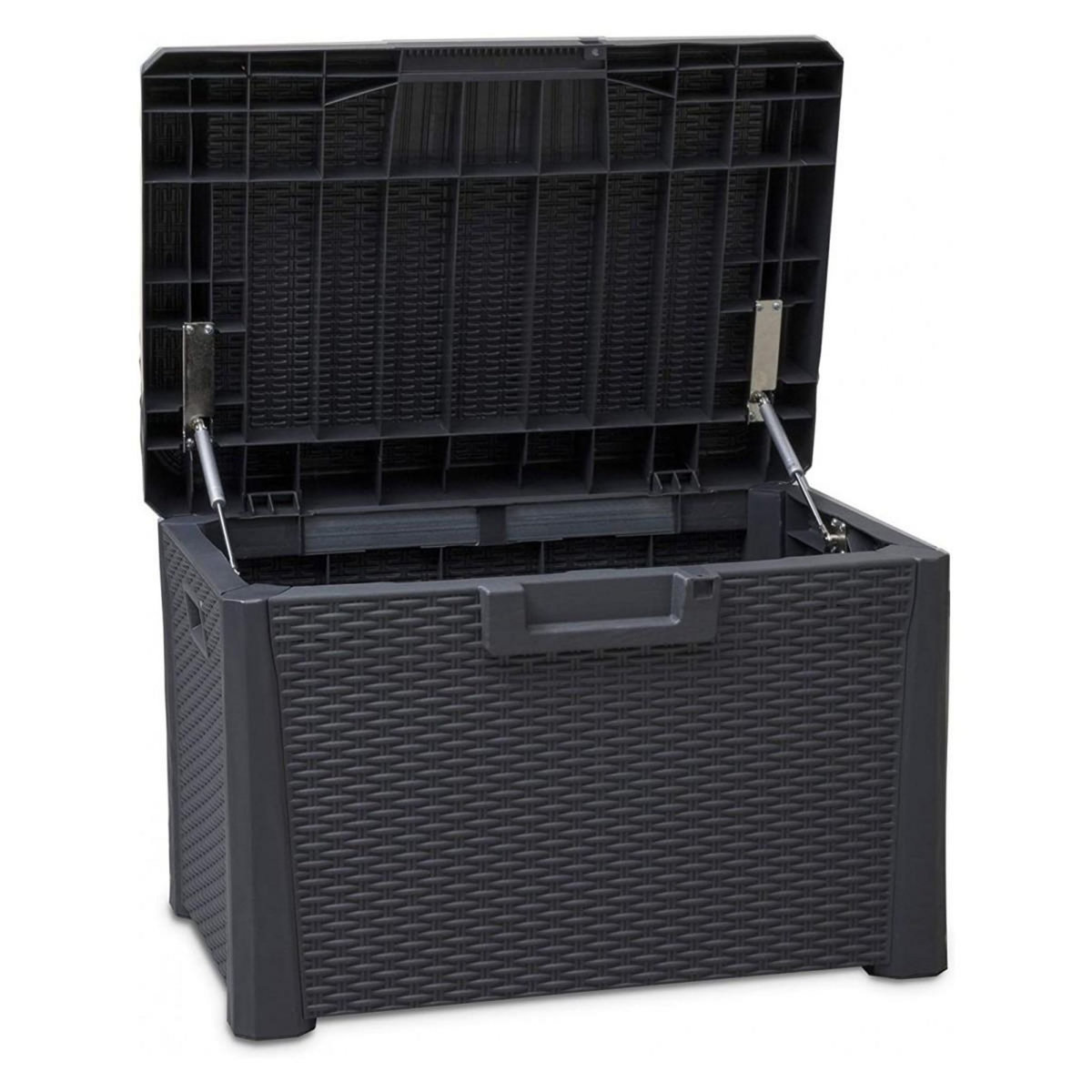 KZ GARDEN Coffre de jardin 125L Coussin compris Effet rotin L73xP50xH49 cm Résine Résiste au gel, intempéries et UV