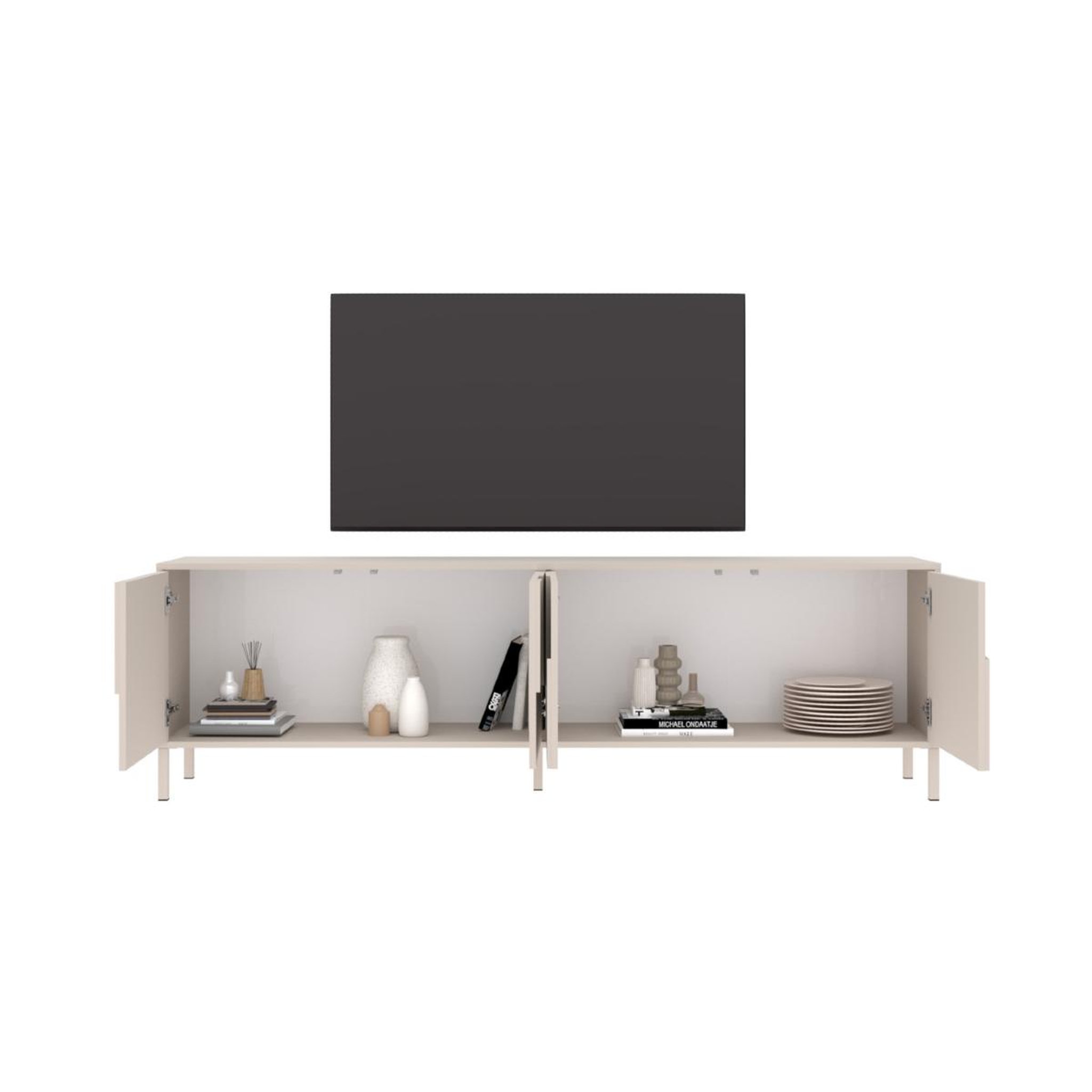 Voir la diapositive 6 : JLC KREATION Meuble tv moderne beige 4 portes 205cm eros
