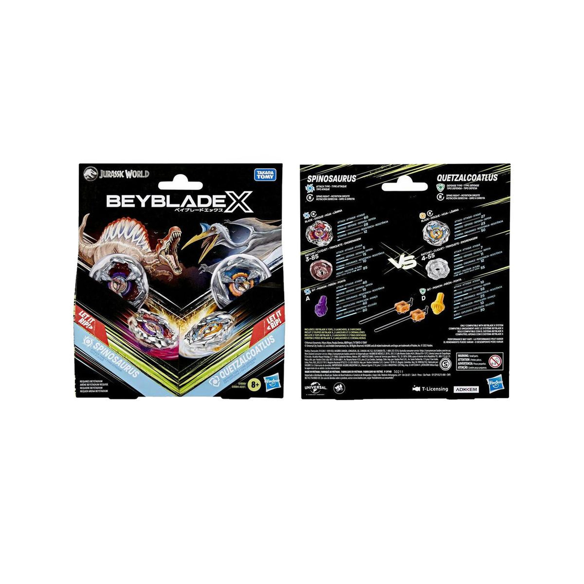 Voir la diapositive 2 : HASBRO Figurines Beyblade X Jurassic World Collaboration Spinosaurus contre Quetzalcoatlus