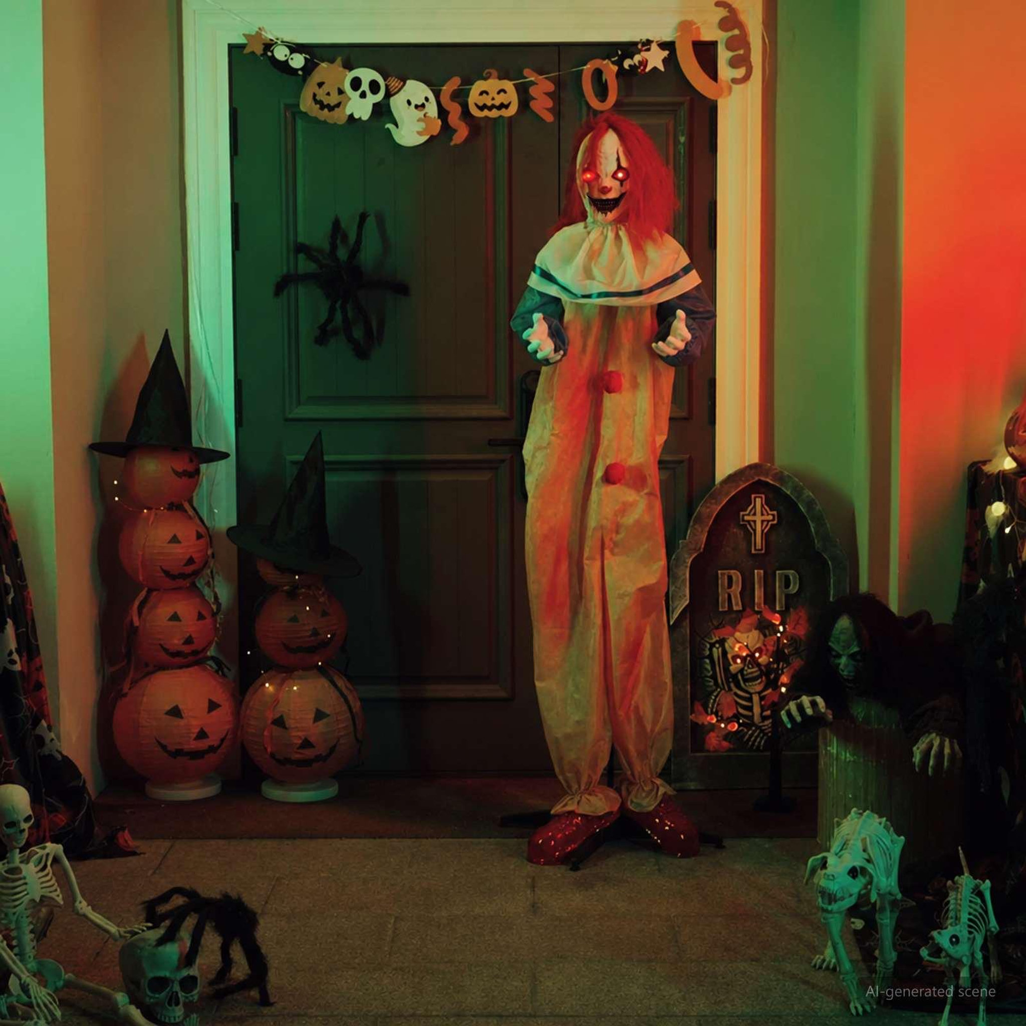 Voir la diapositive 2 : VIDAXL Clown effrayant d'Halloween SPOOKA Jaune et Bleu 126,5 x 180 cm