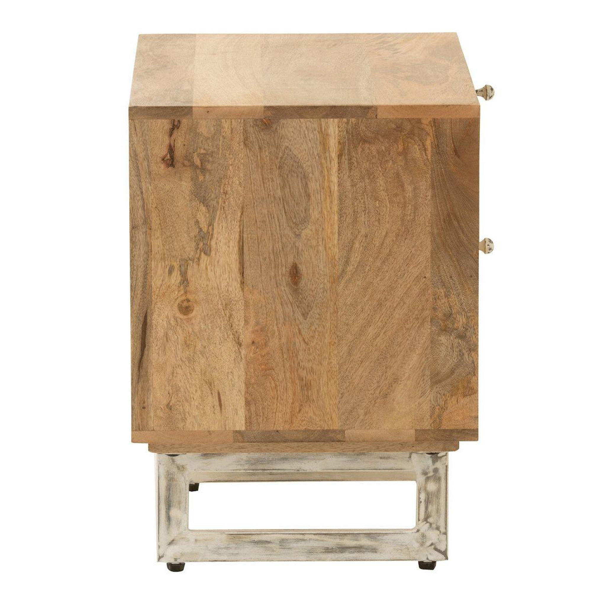 Voir la diapositive 3 : J-LINE Table de chevet en bois  weaving  55cm naturel