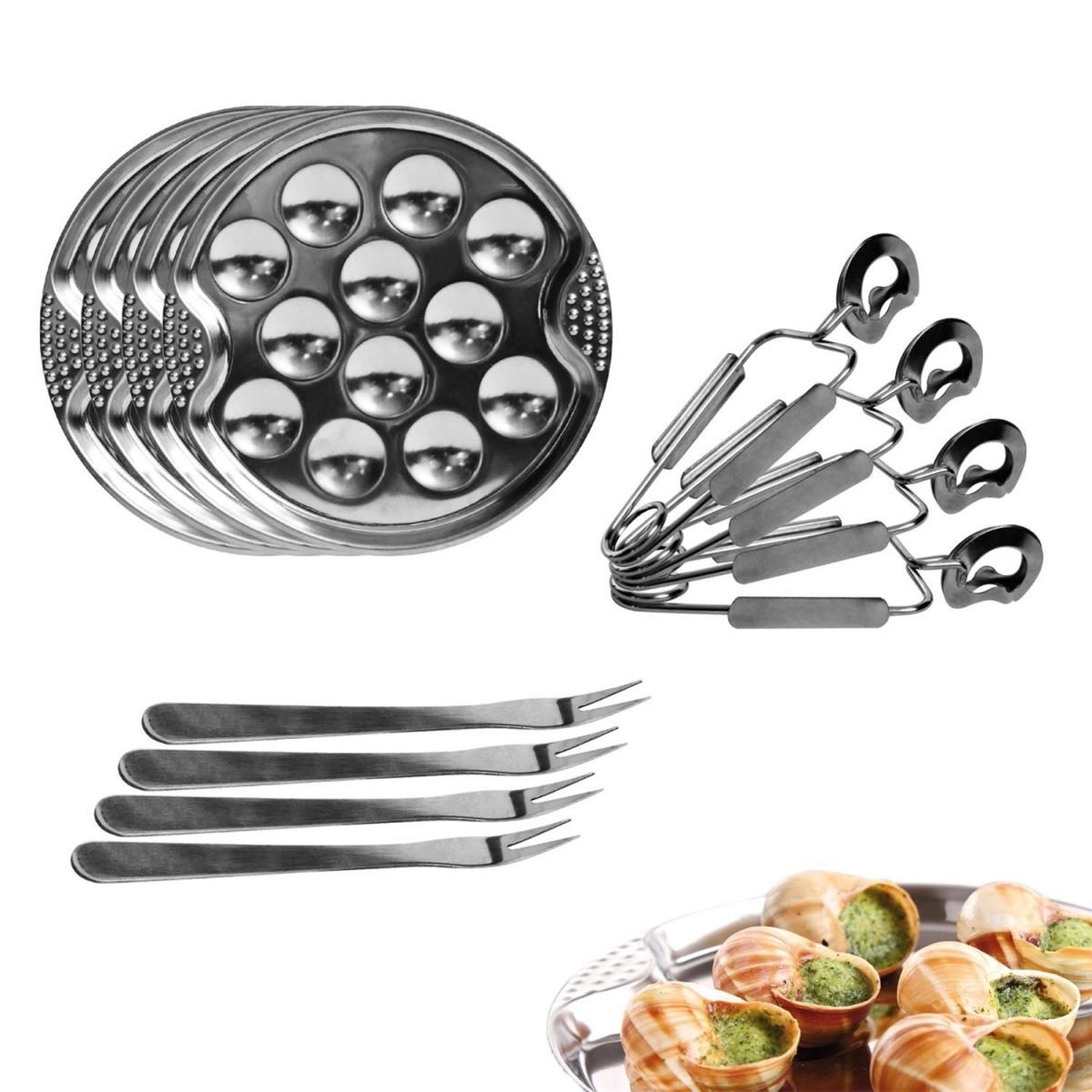COOK CONCEPT Service à Escargots 12 pièces  Cook  19cm Argent