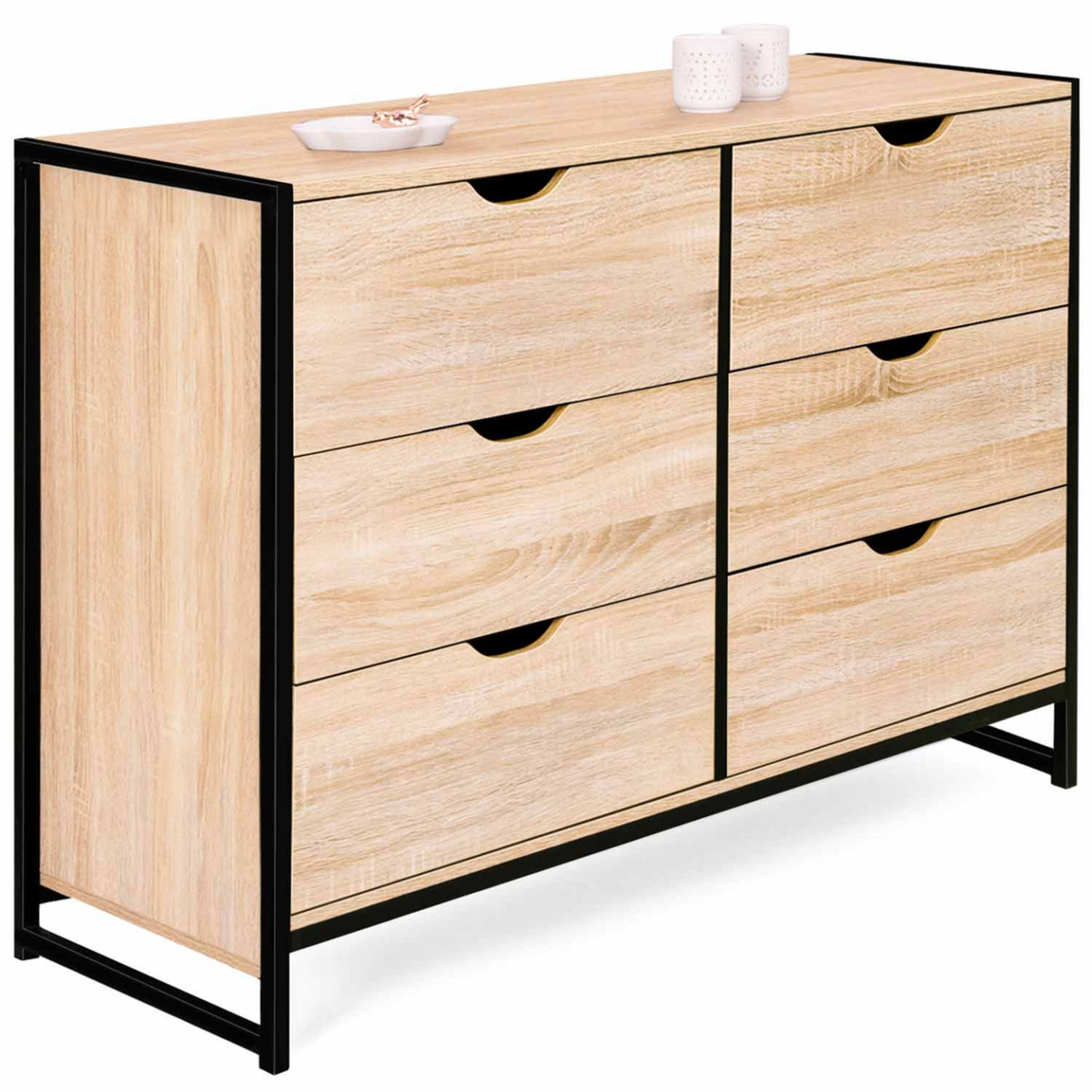 ID MARKET Commode 6 tiroirs DETROIT 115 cm design industriel