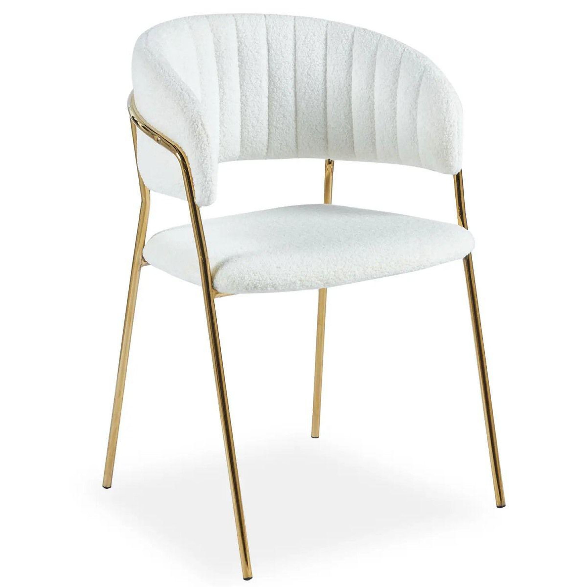 Voir la diapositive 2 : Paris Prix Lot de 8 chaises en bouclette  batora  79cm crème & or