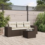 VIDAXL Salon de jardin 4 pcs avec coussins marron resine tressee