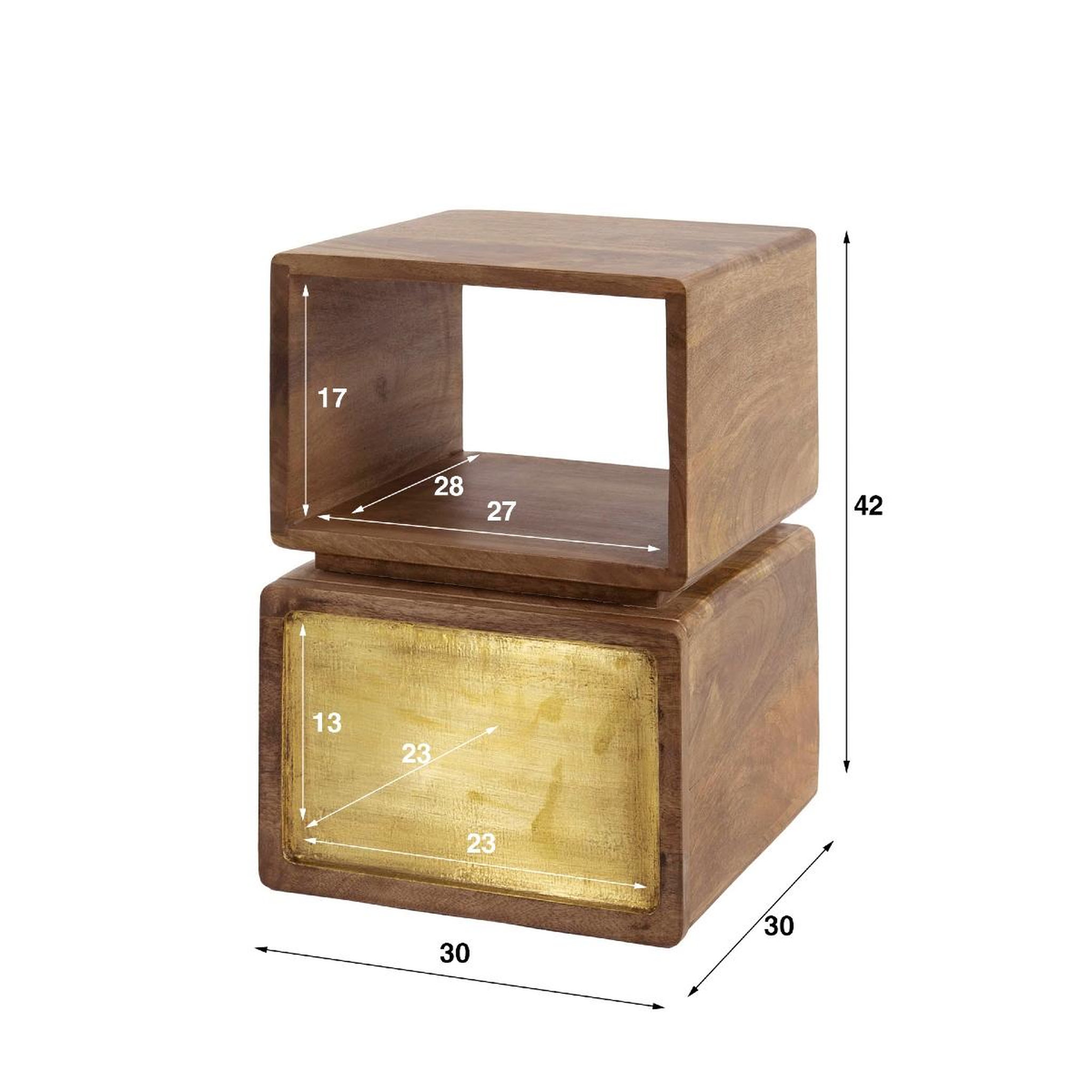 Voir la diapositive 5 : JLC KREATION Table de chevet en bois massif 1 tiroir/1 niche crowl xs