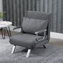 Voir la diapositive 2 : HOMCOM Fauteuil chauffeuse canapé-lit convertible 1 place déhoussable grand confort coussin pieds accoudoirs métal suède gris