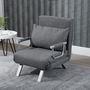 Voir la diapositive 2 : HOMCOM Fauteuil chauffeuse canapé-lit convertible 1 place déhoussable grand confort coussin pieds accoudoirs métal suède gris