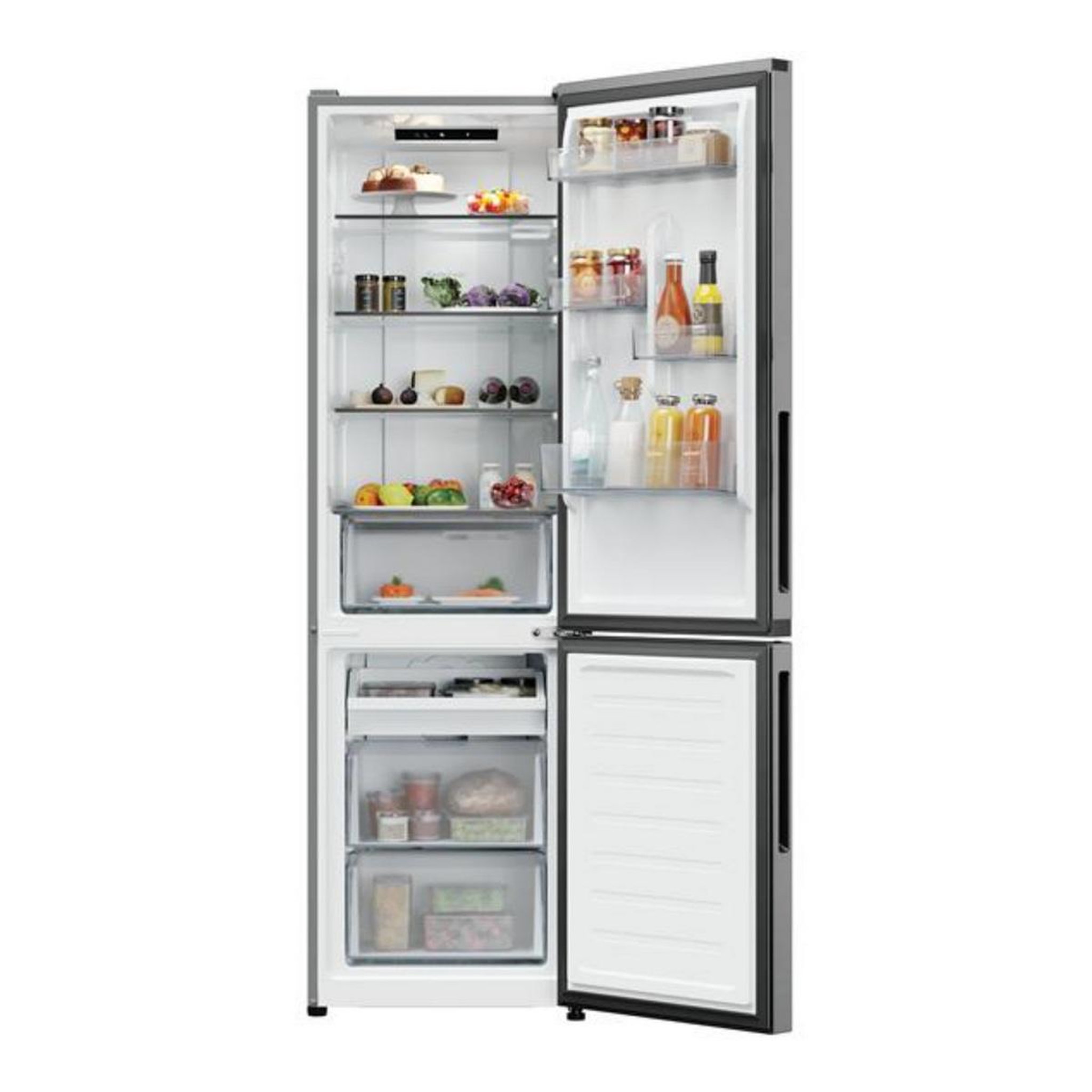 Voir la diapositive 4 : Candy Réfrigérateur combiné 55cm 279l  inox - cncq2t518dx