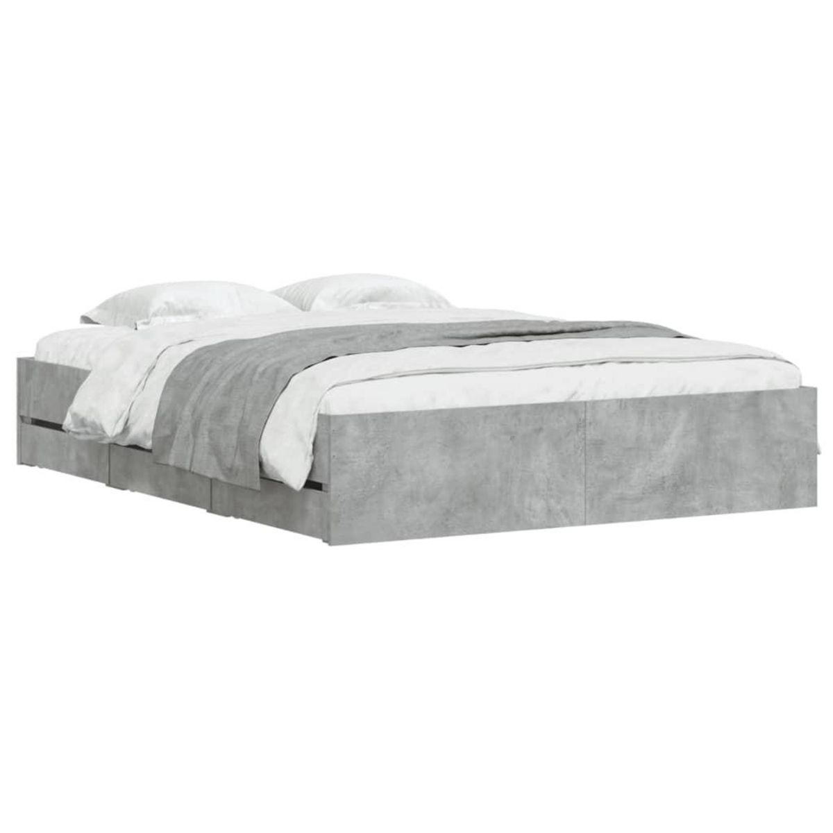 VIDAXL Cadre de lit avec tiroirs sans matelas gris beton 140x190 cm